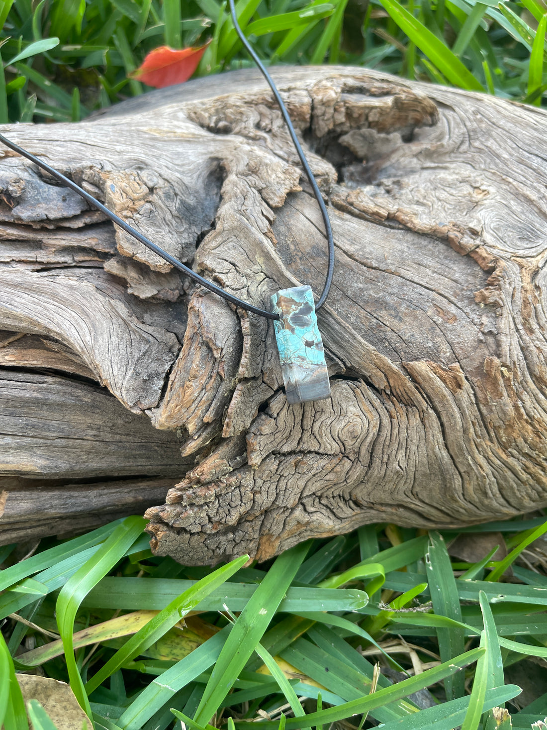 "Low Tide" New Blue Ocean Jasper Leather Necklace