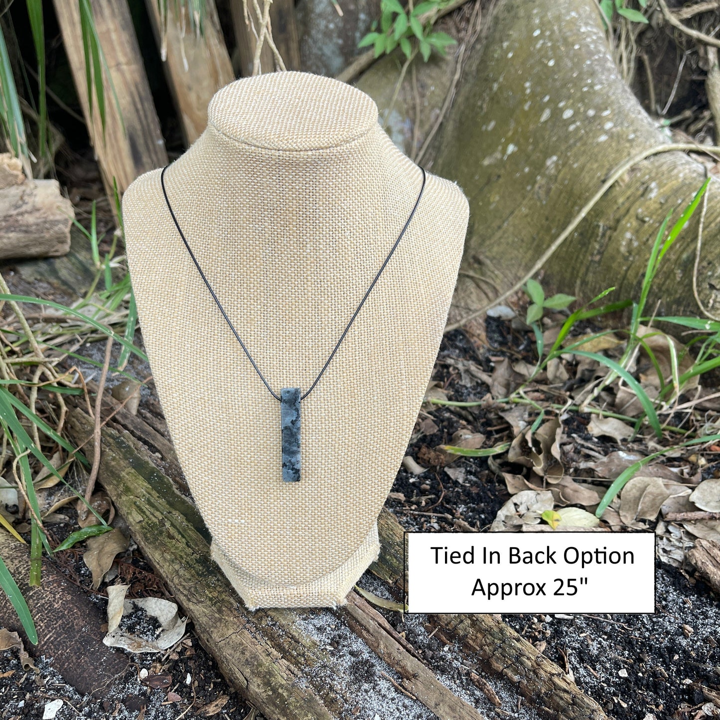 "Fallen Angel" Black Norwegian Moonstone Cotton Necklace