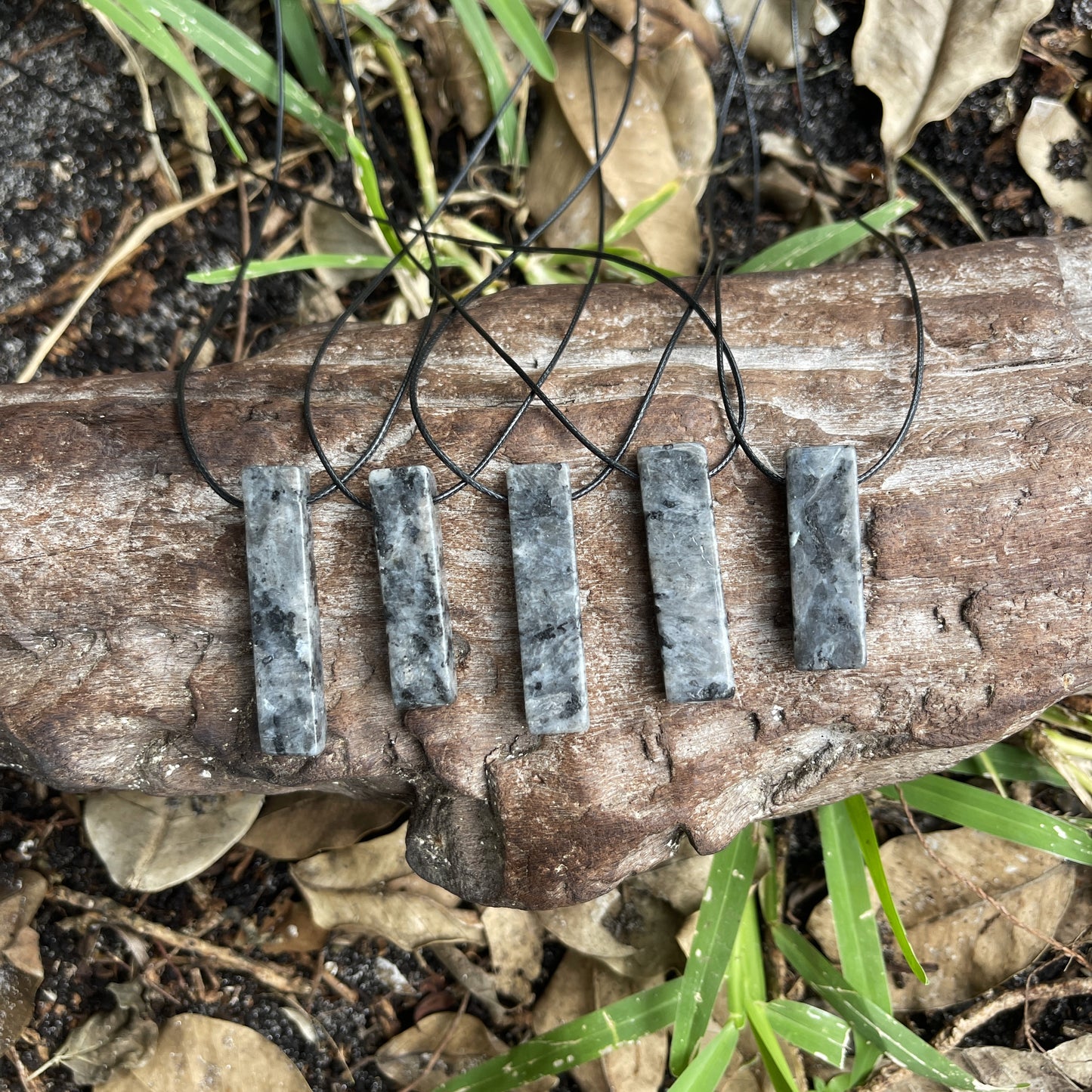 "Fallen Angel" Black Norwegian Moonstone Cotton Necklace