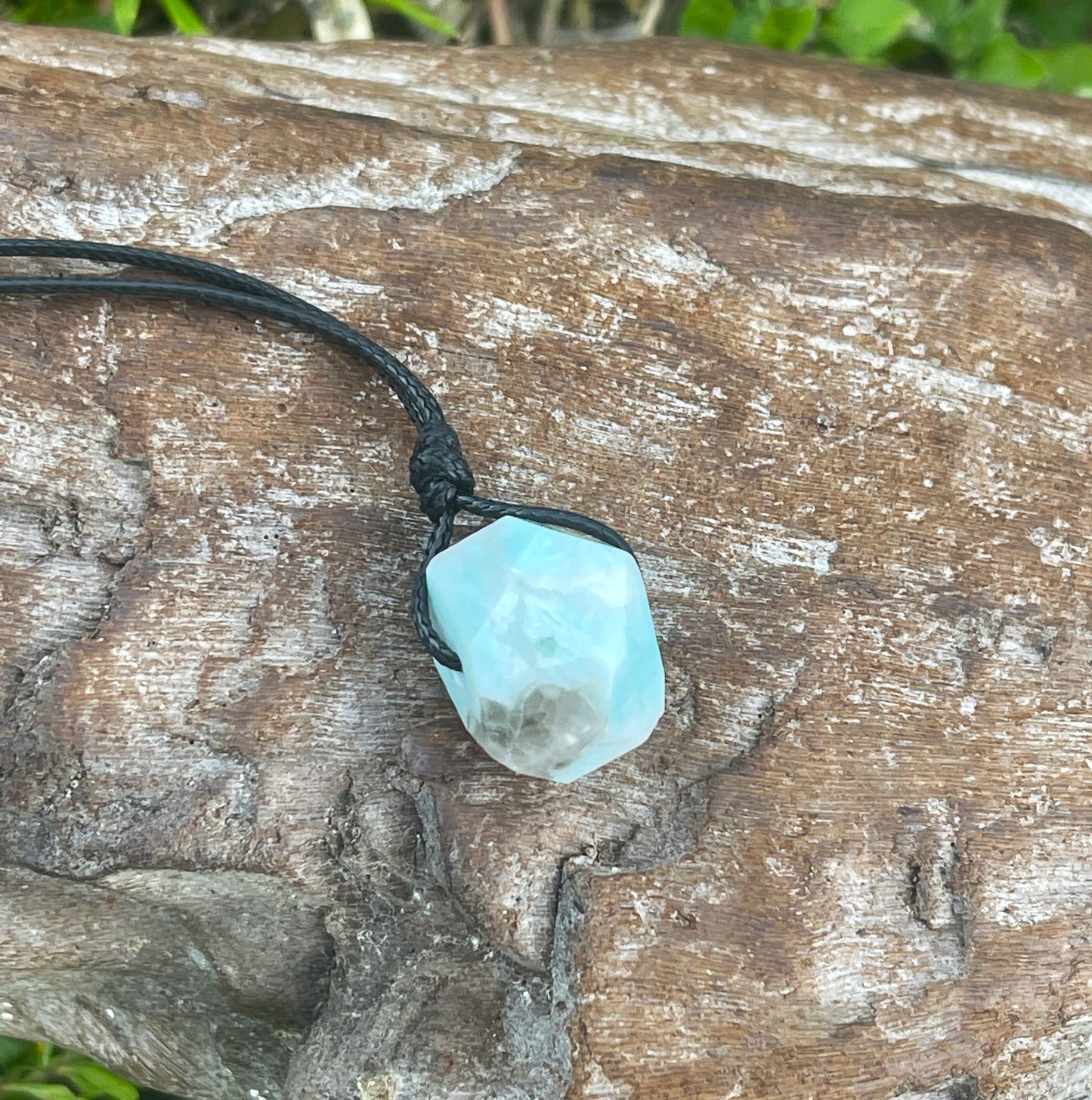 "Powerful" Peruvian Amazonite Chunk Cotton Necklace