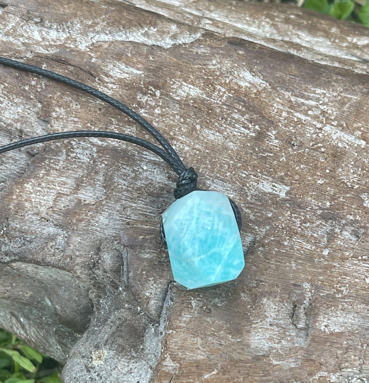 "Powerful" Peruvian Amazonite Chunk Cotton Necklace