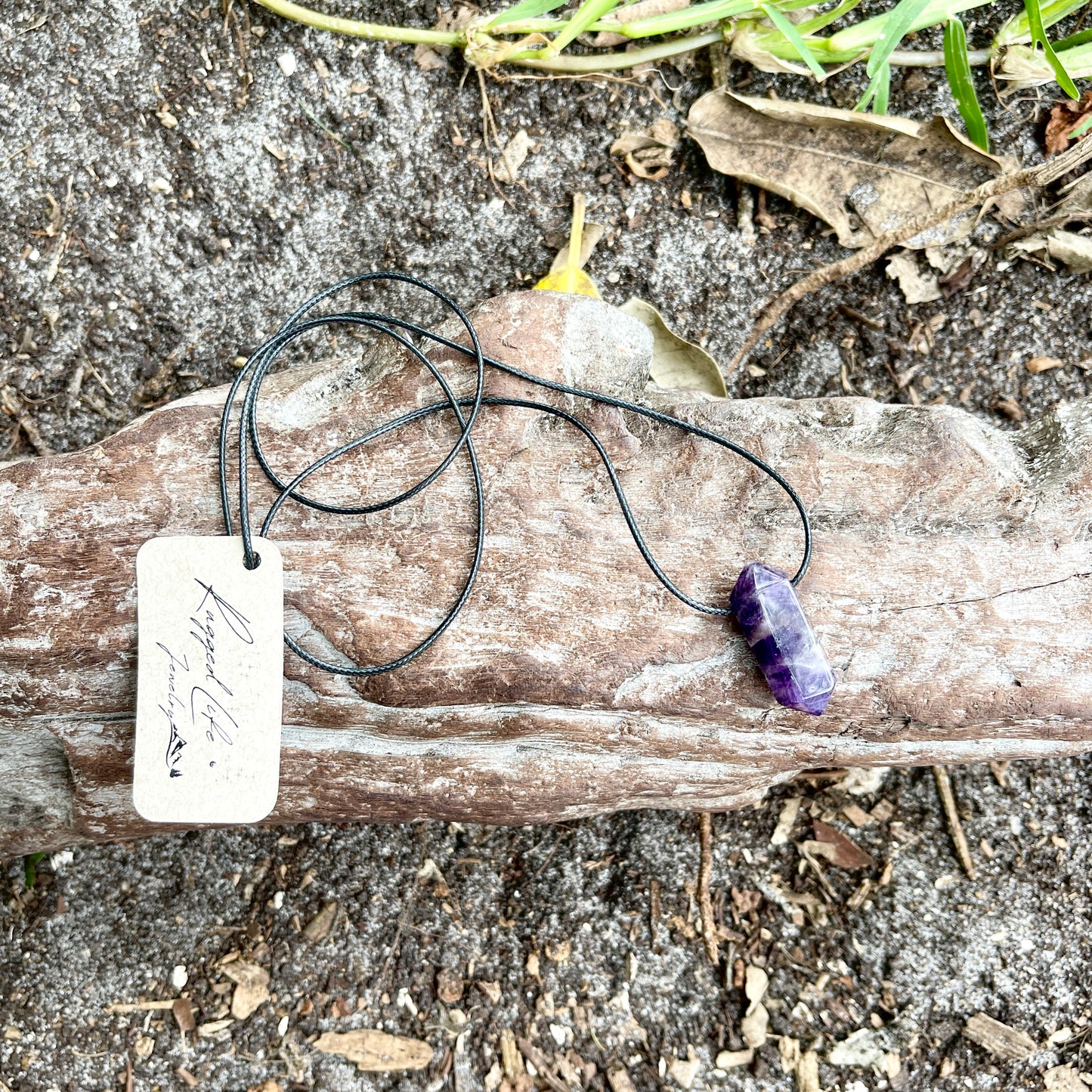 "Finding Eden" Chevron Purple Amethyst Cotton Necklace