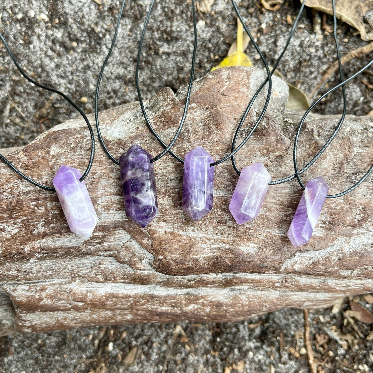 "Finding Eden" Chevron Purple Amethyst Cotton Necklace