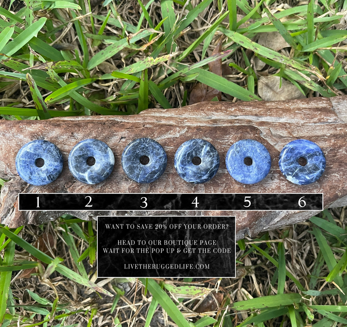 "Salt & Light" Blue Sodalite Round Stone Cotton Necklace