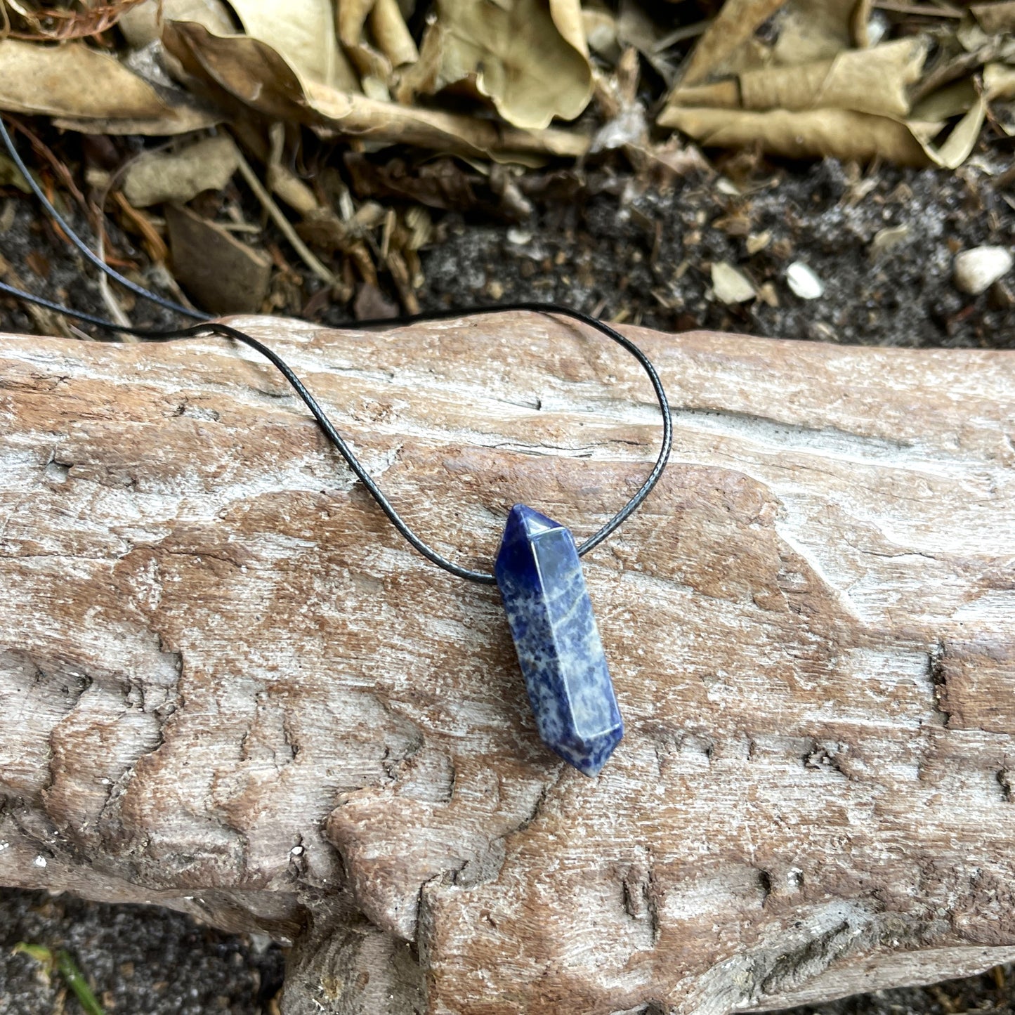 "Anchored" Sodalite Crystal Cotton Necklace