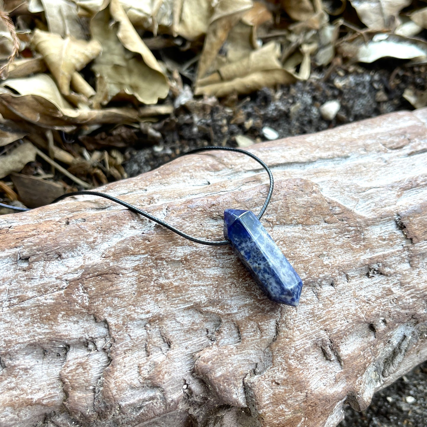 "Anchored" Sodalite Crystal Cotton Necklace