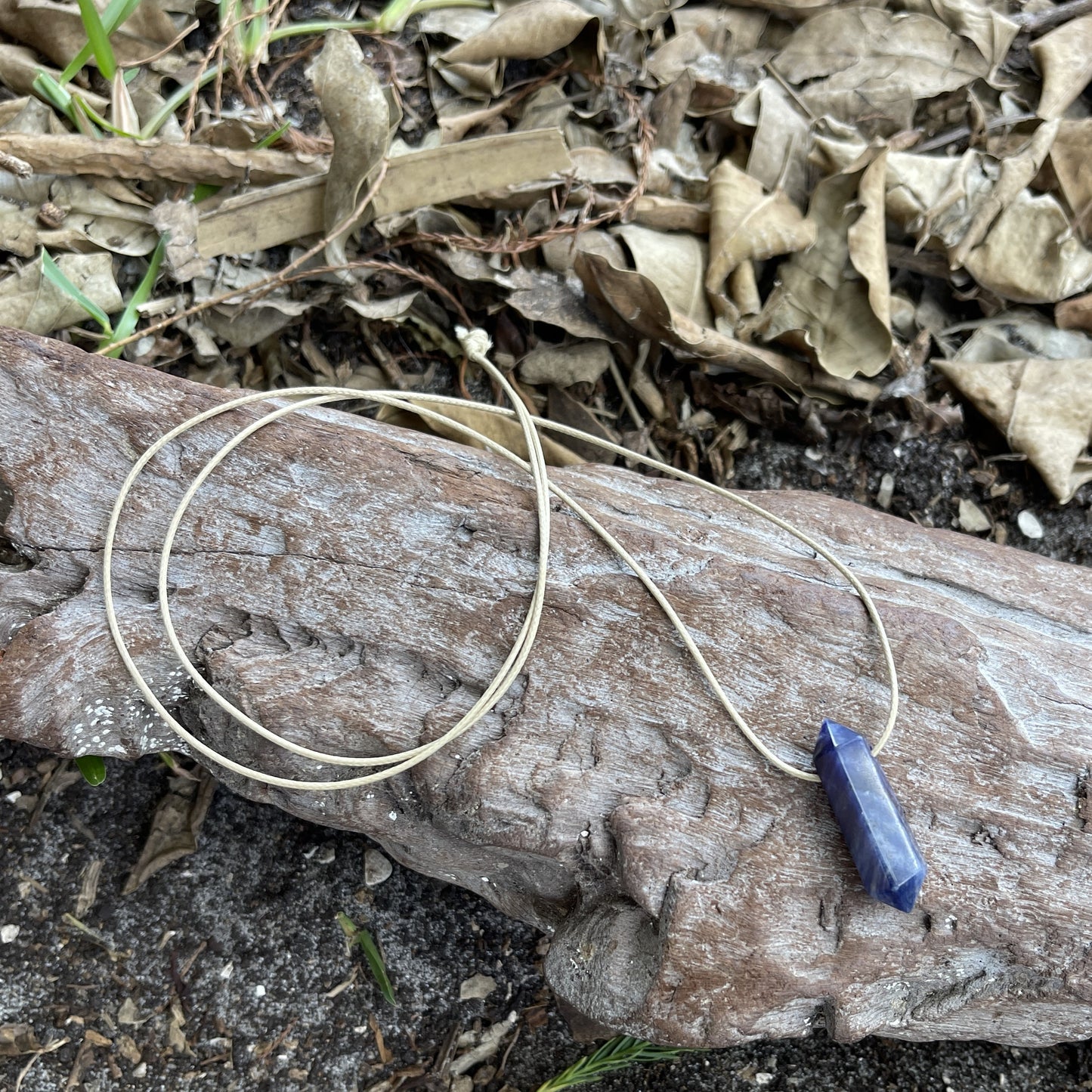 "Anchored" Sodalite Crystal Cotton Necklace