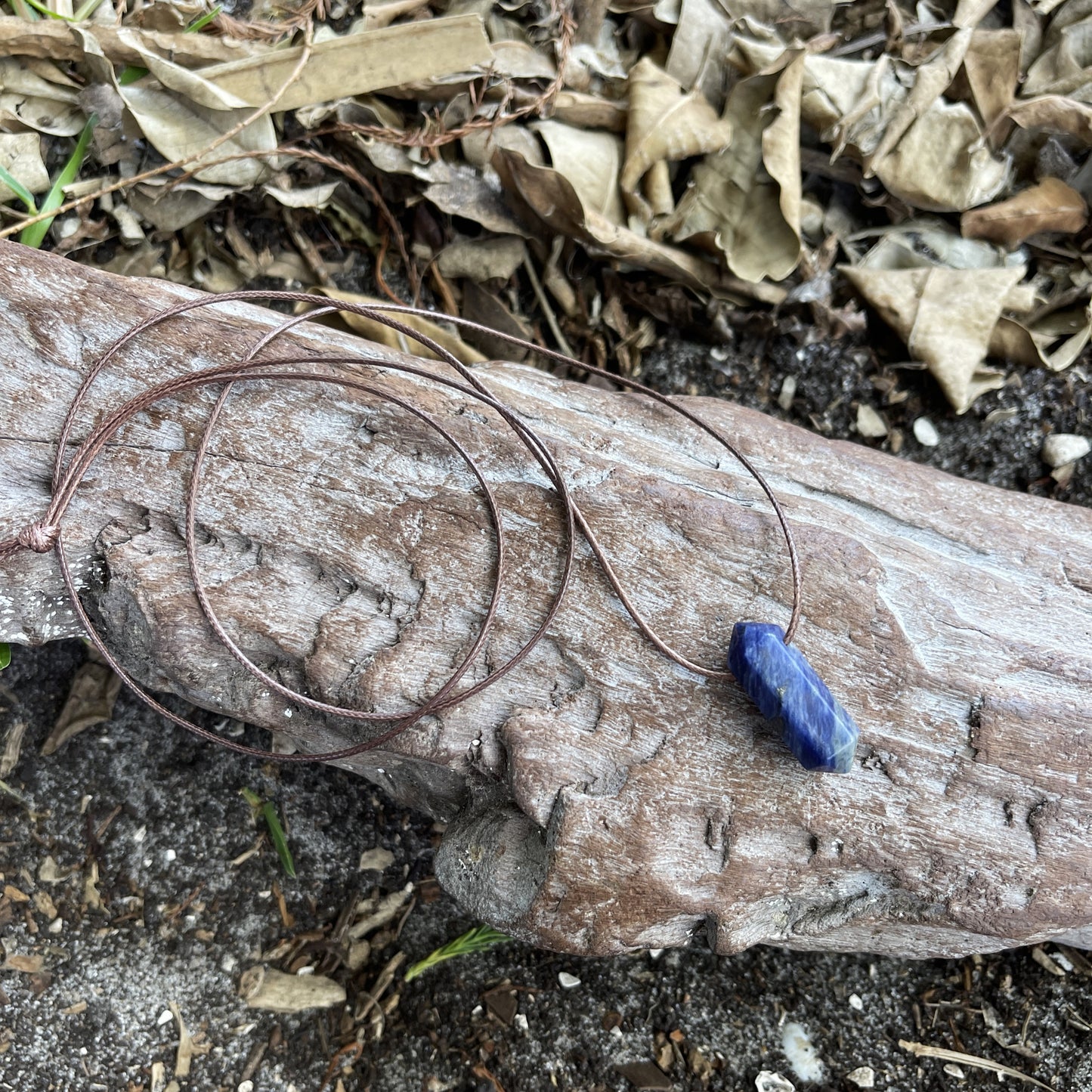 "Anchored" Sodalite Crystal Cotton Necklace