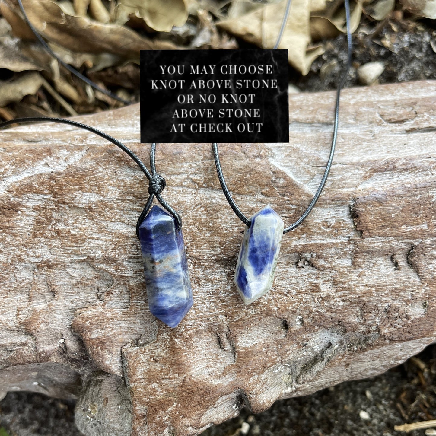 "Anchored" Sodalite Crystal Cotton Necklace