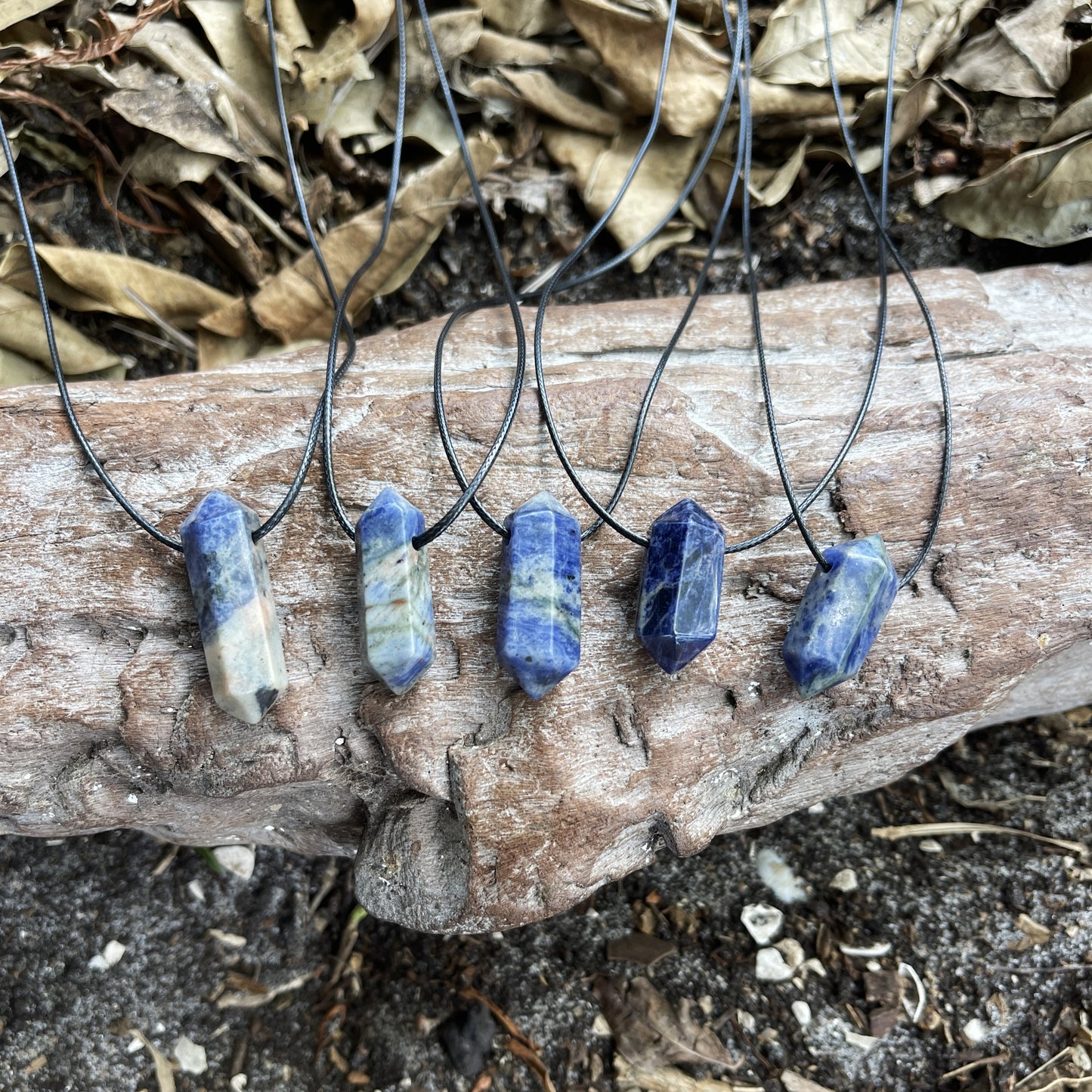 "Anchored" Sodalite Crystal Cotton Necklace