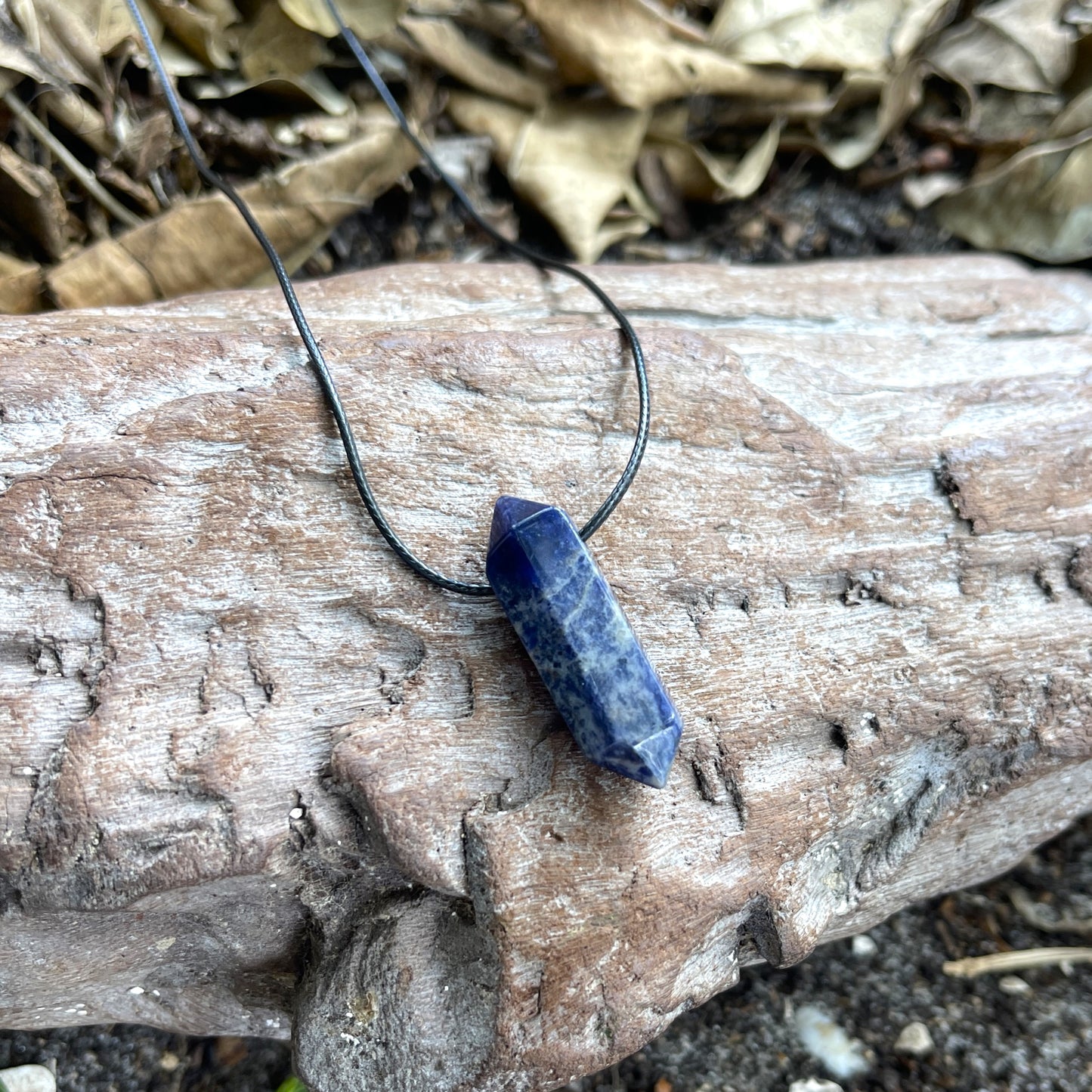 "Anchored" Sodalite Crystal Cotton Necklace