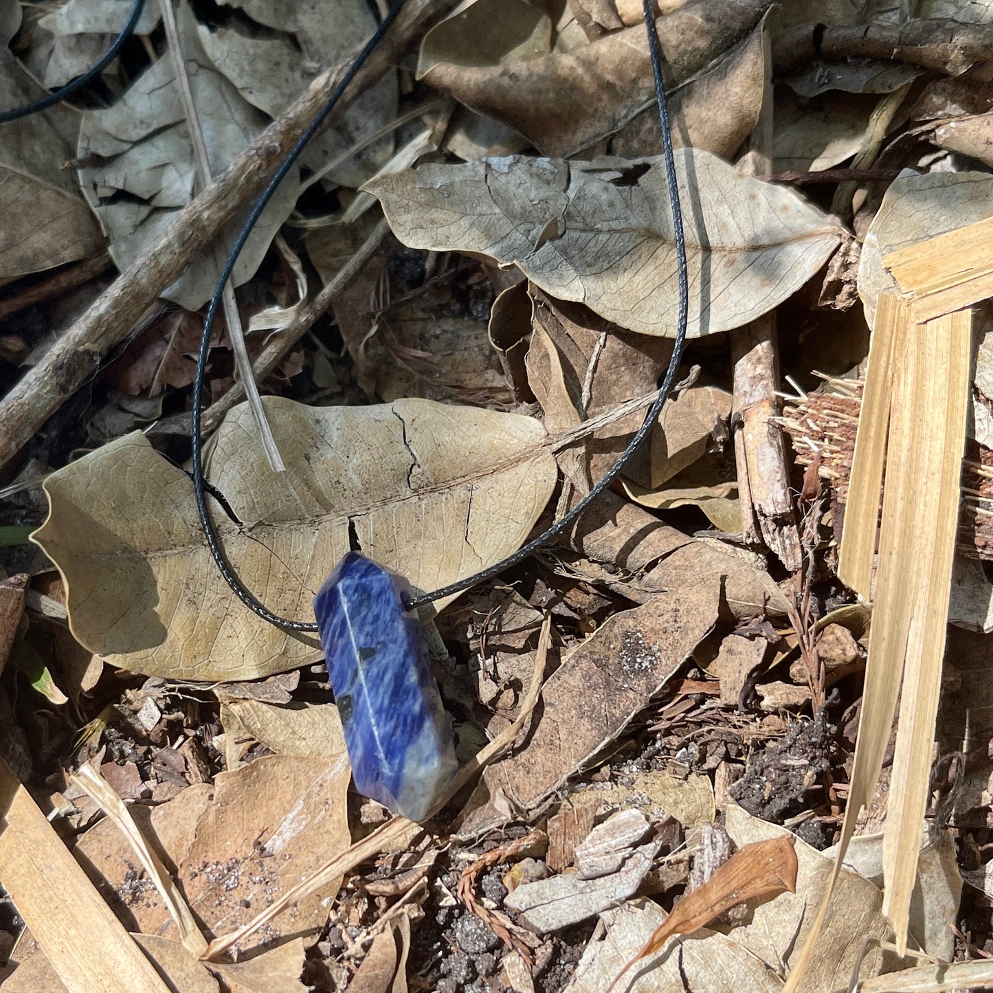 "Anchored" Sodalite Crystal Cotton Necklace