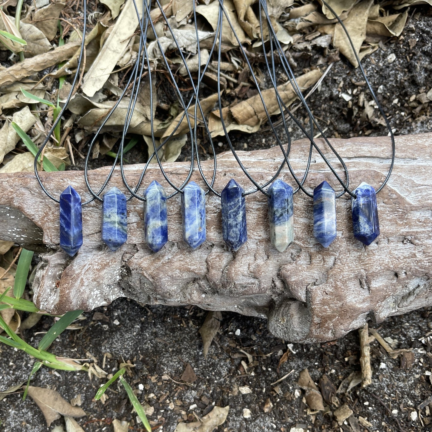 "Anchored" Sodalite Crystal Cotton Necklace