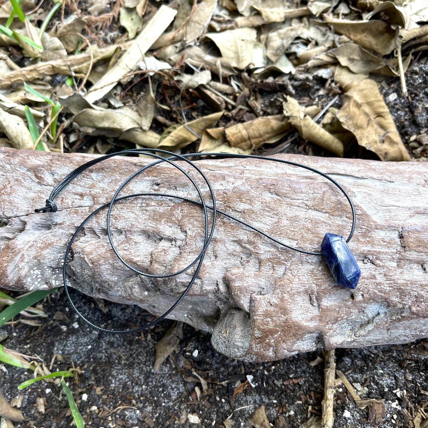 "Anchored" Sodalite Crystal Cotton Necklace