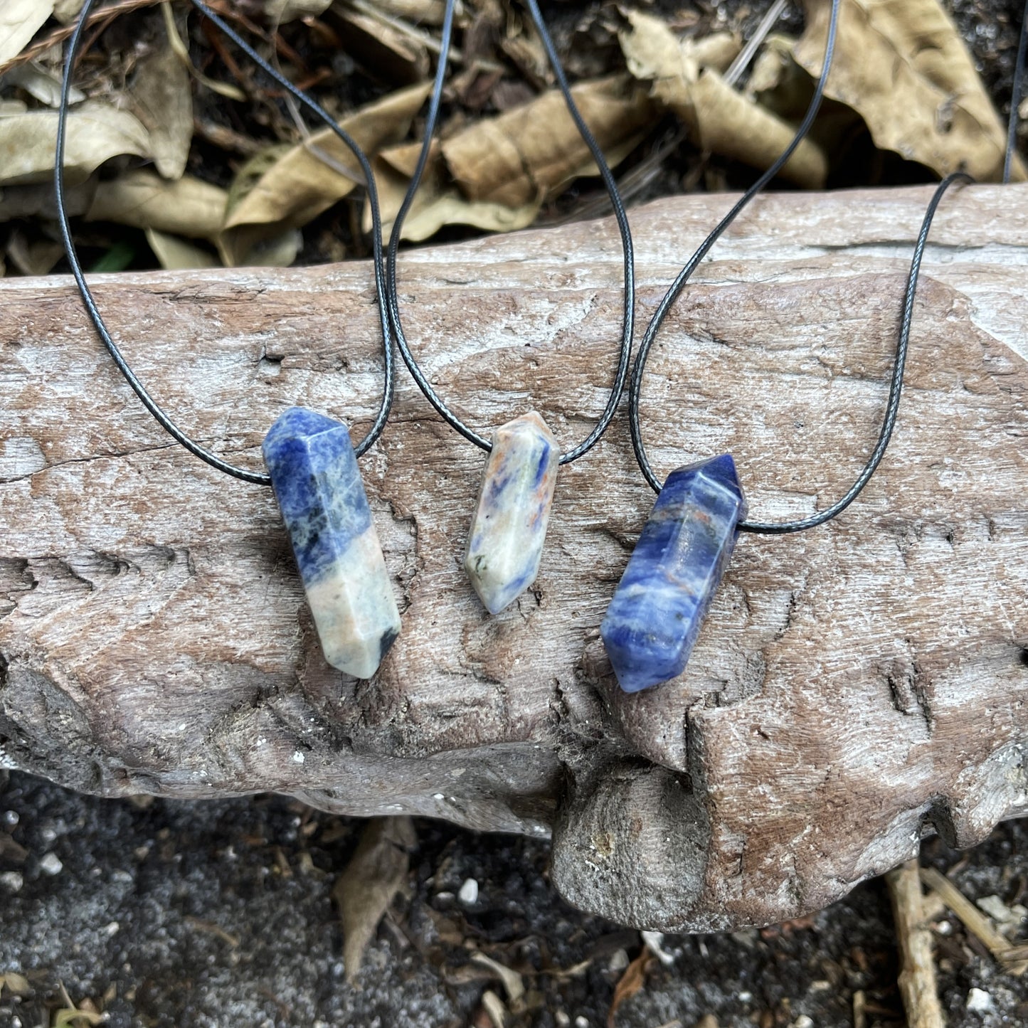 "Anchored" Sodalite Crystal Cotton Necklace