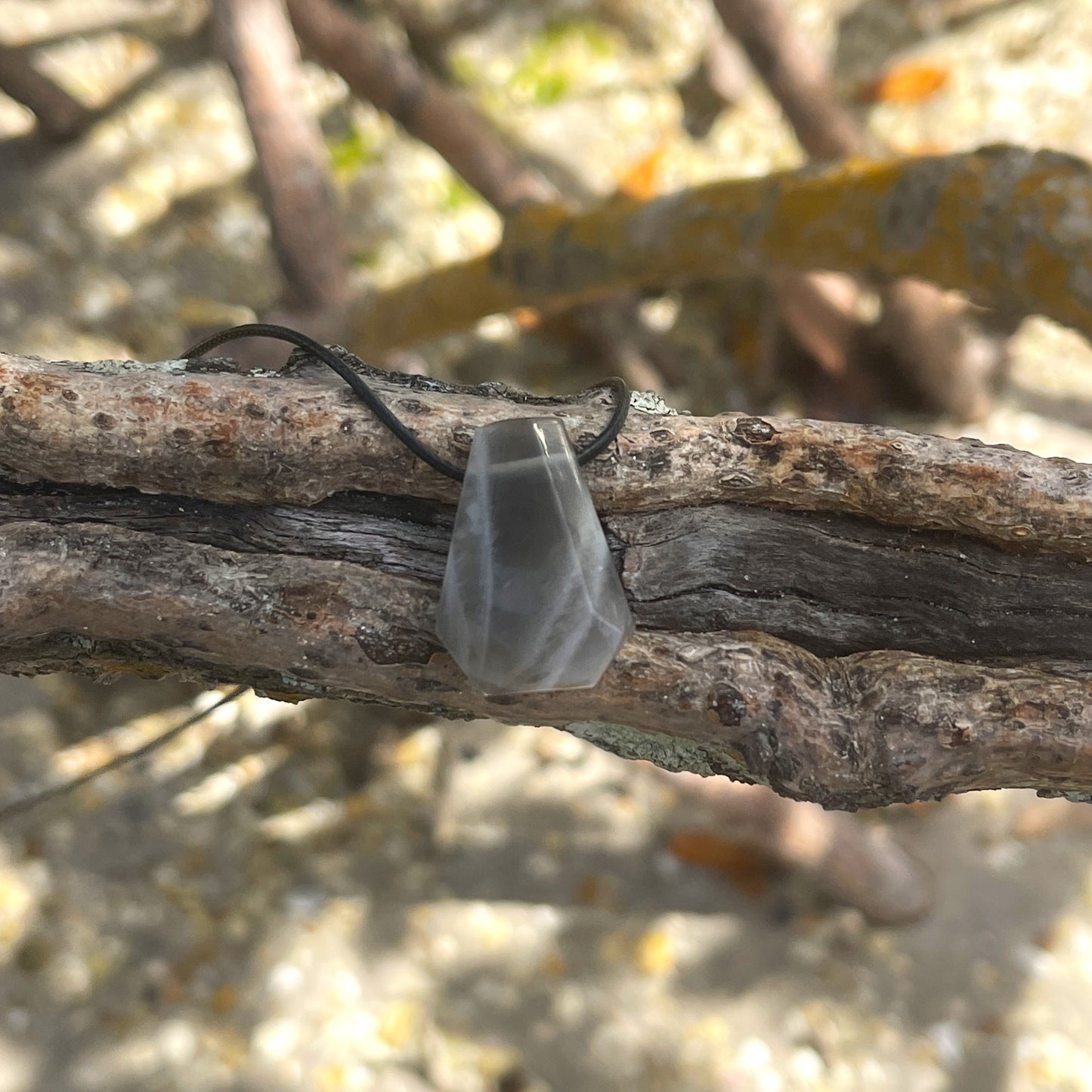 "Monsoon" Smokey Brown Moonstone Trapezoid Necklace