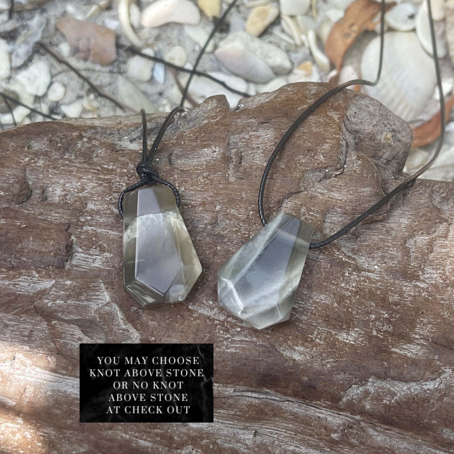 "Monsoon" Smokey Brown Moonstone Trapezoid Necklace