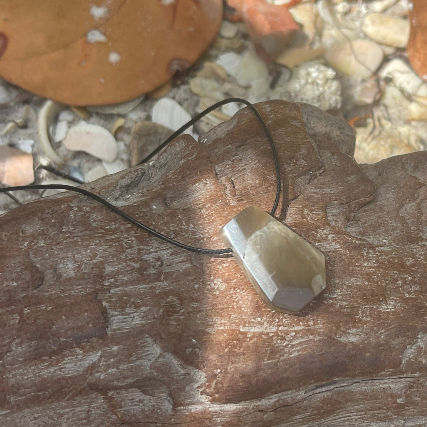 "Monsoon" Smokey Brown Moonstone Trapezoid Necklace