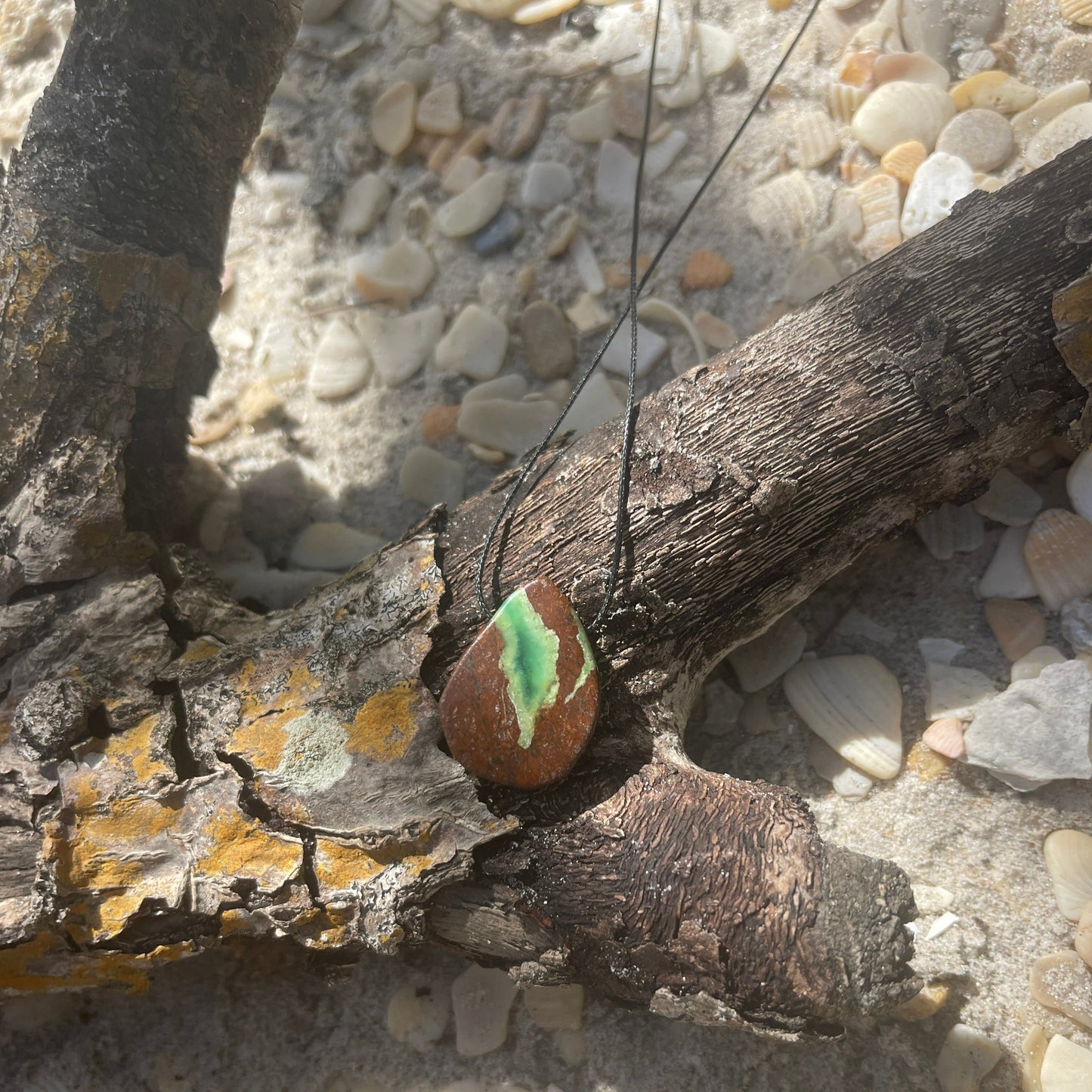 "Conscientious" Chrysoprase Tear Cotton Necklace