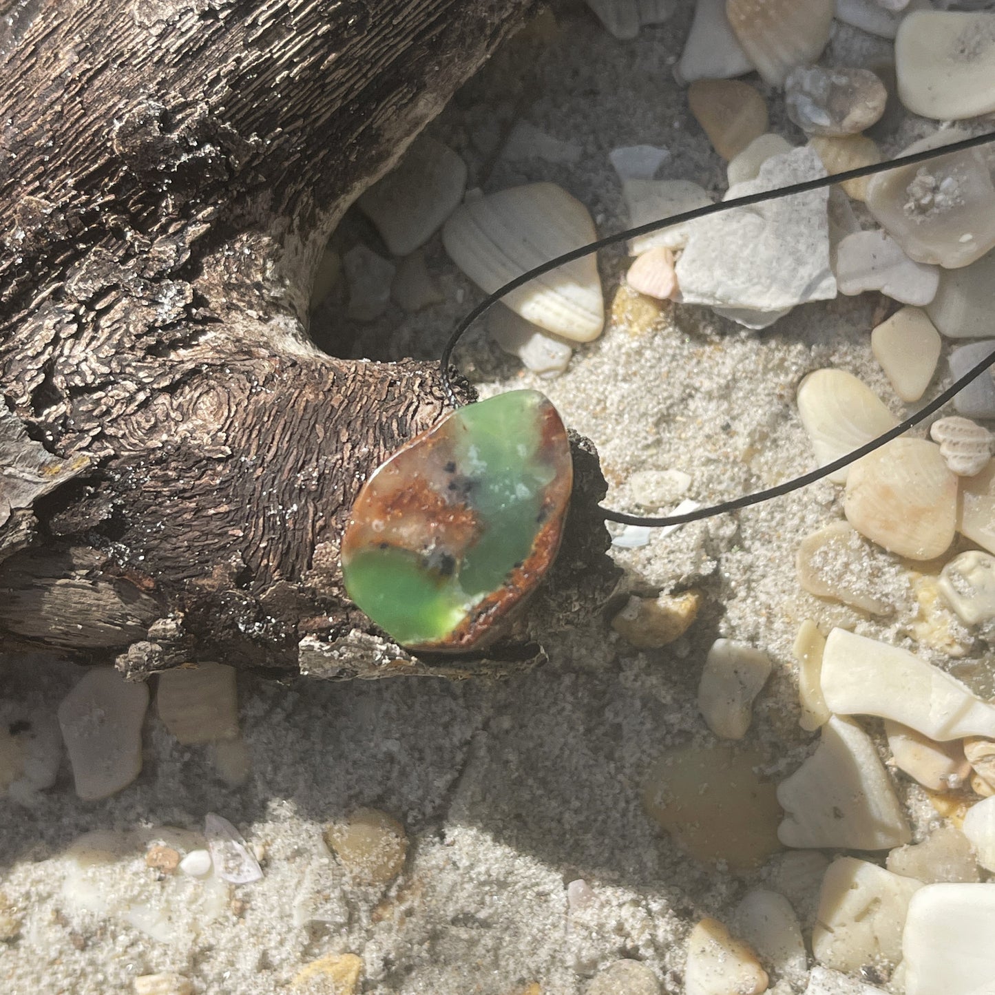 "Conscientious" Chrysoprase Tear Cotton Necklace