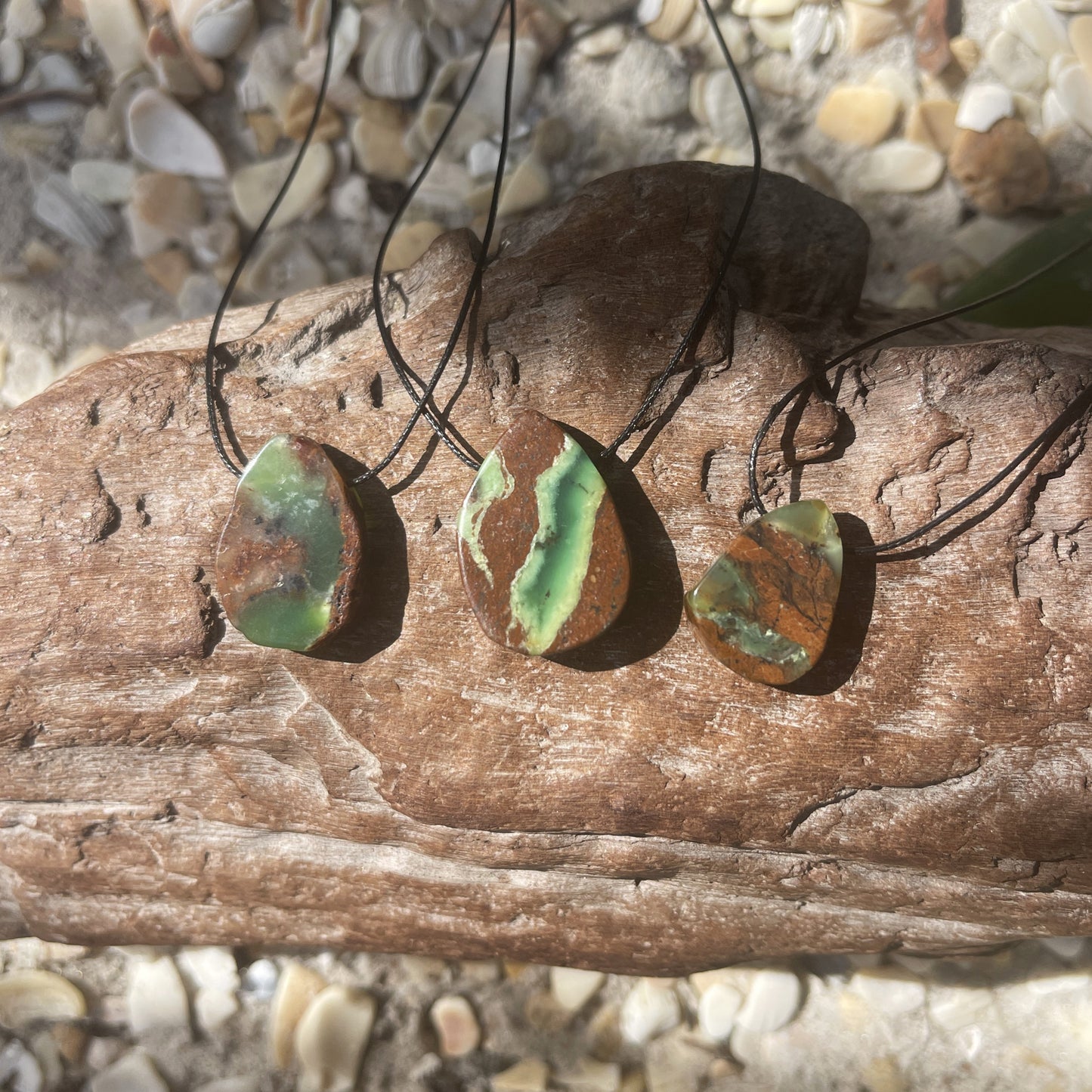 "Conscientious" Chrysoprase Tear Cotton Necklace