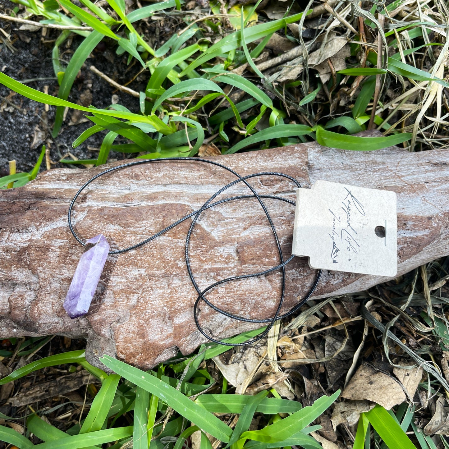 "Finding Eden" Chevron Purple Amethyst Cotton Necklace