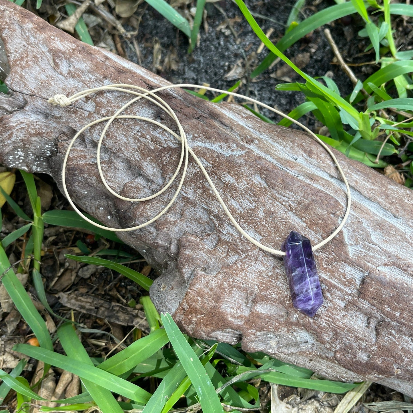 "Finding Eden" Chevron Purple Amethyst Cotton Necklace