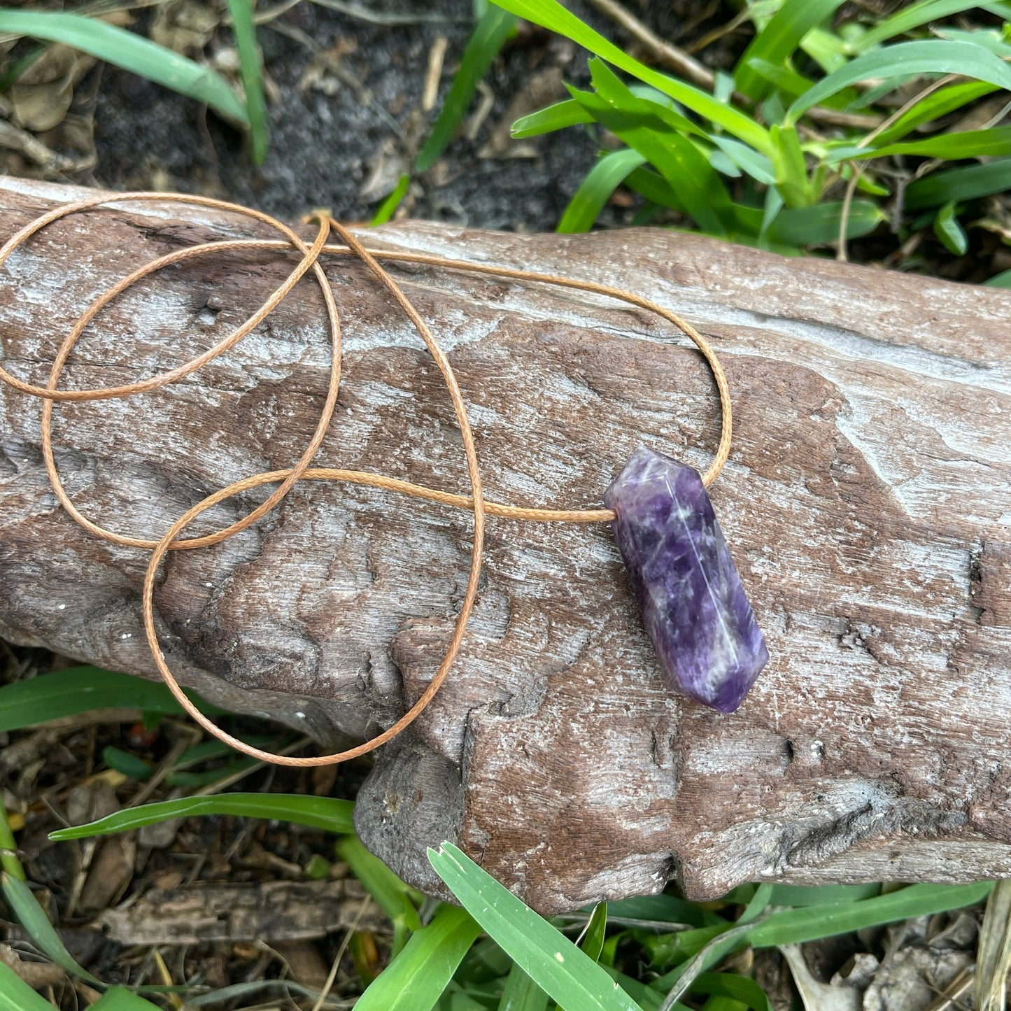 "Finding Eden" Chevron Purple Amethyst Cotton Necklace