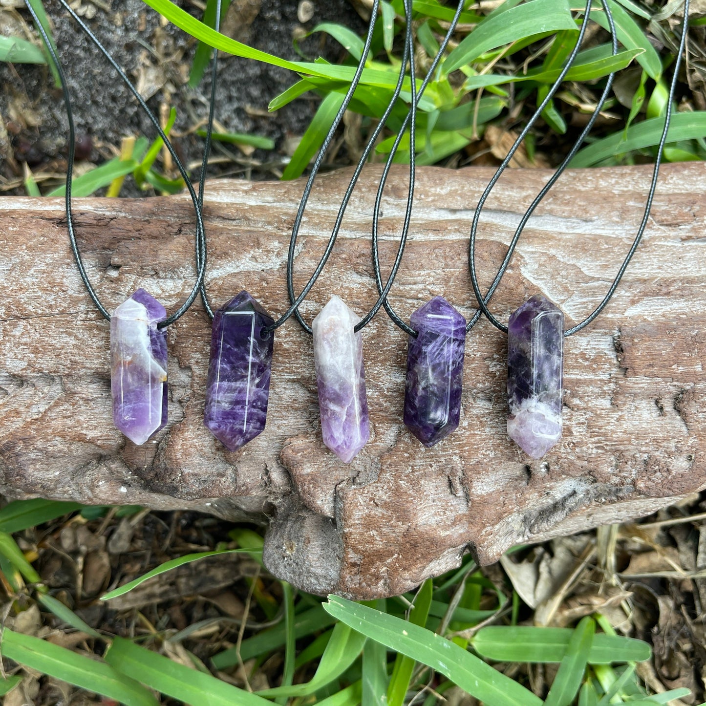 "Finding Eden" Chevron Purple Amethyst Cotton Necklace