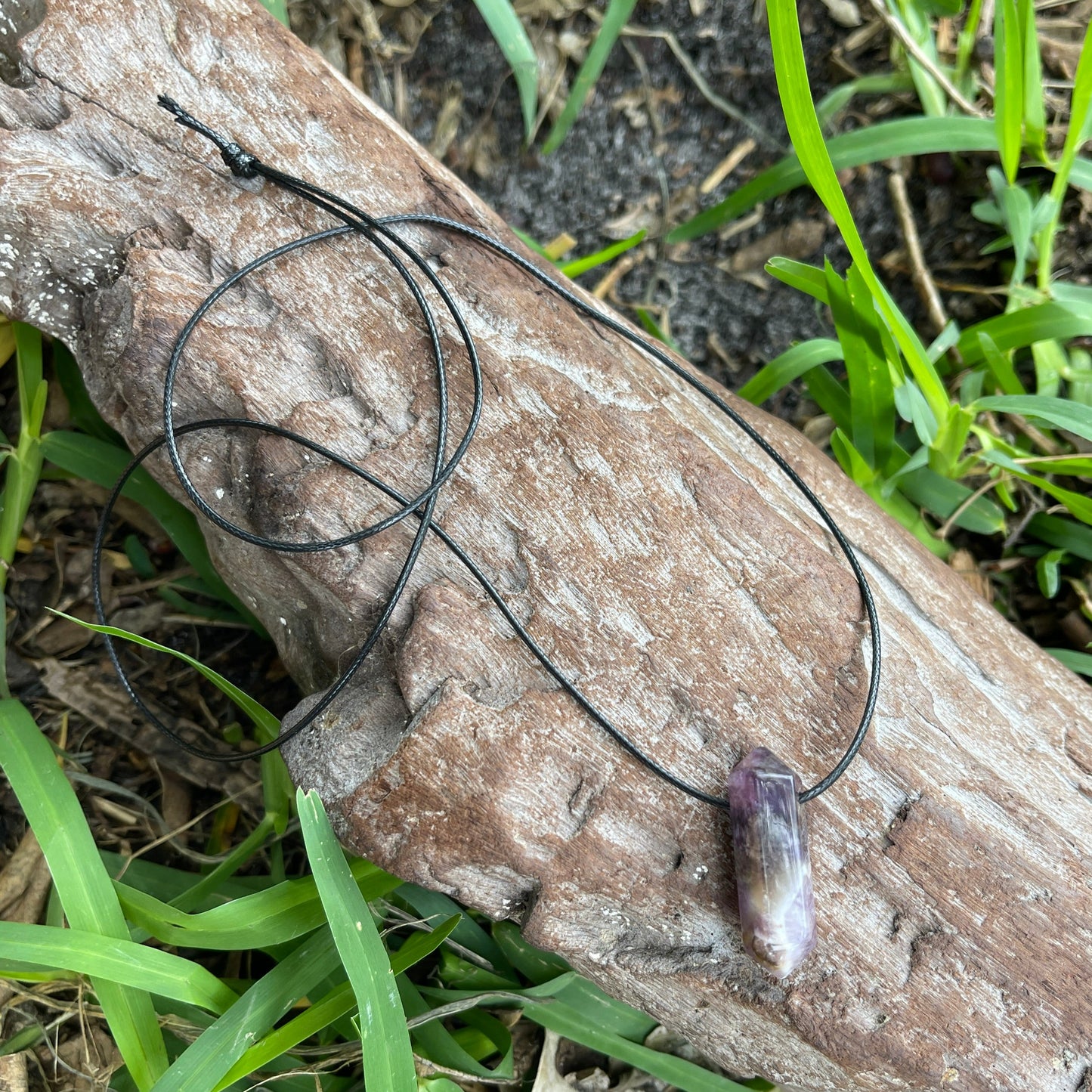 "Finding Eden" Chevron Purple Amethyst Cotton Necklace