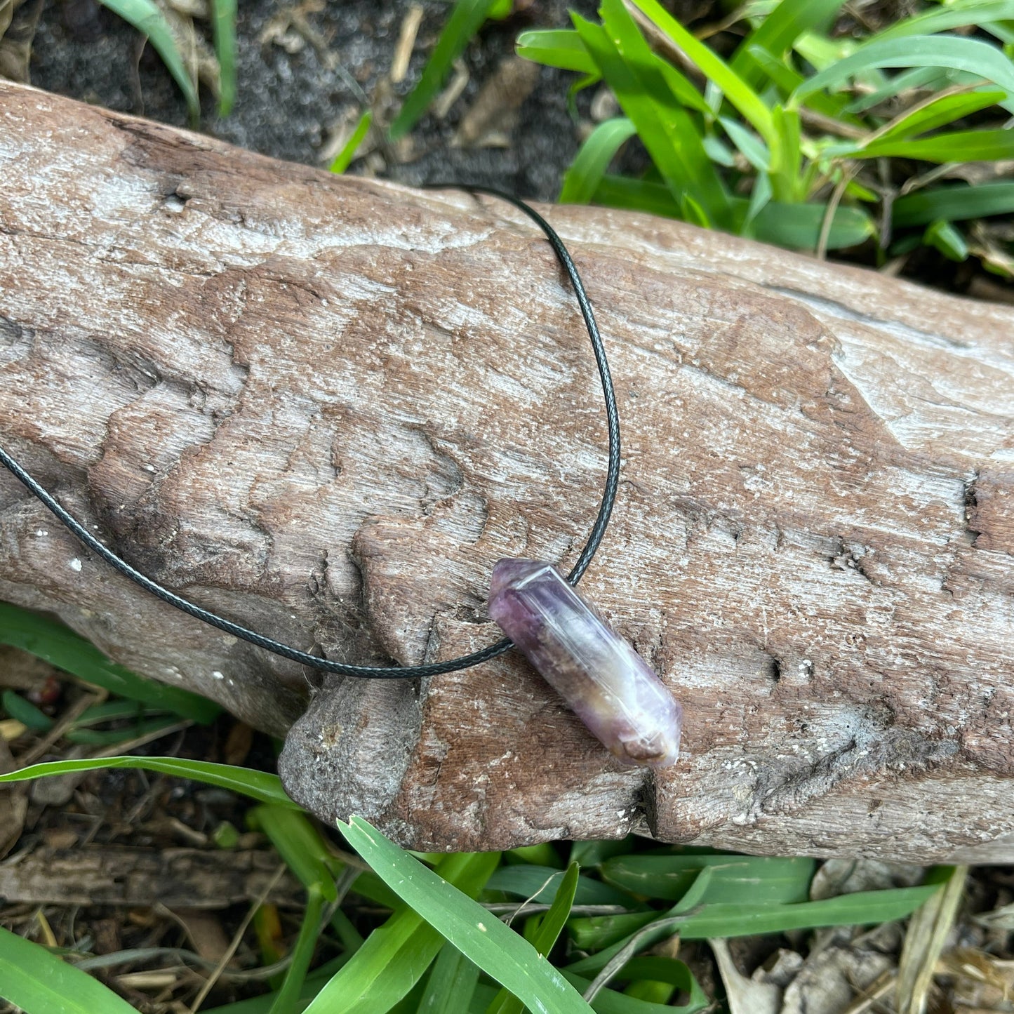 "Finding Eden" Chevron Purple Amethyst Cotton Necklace