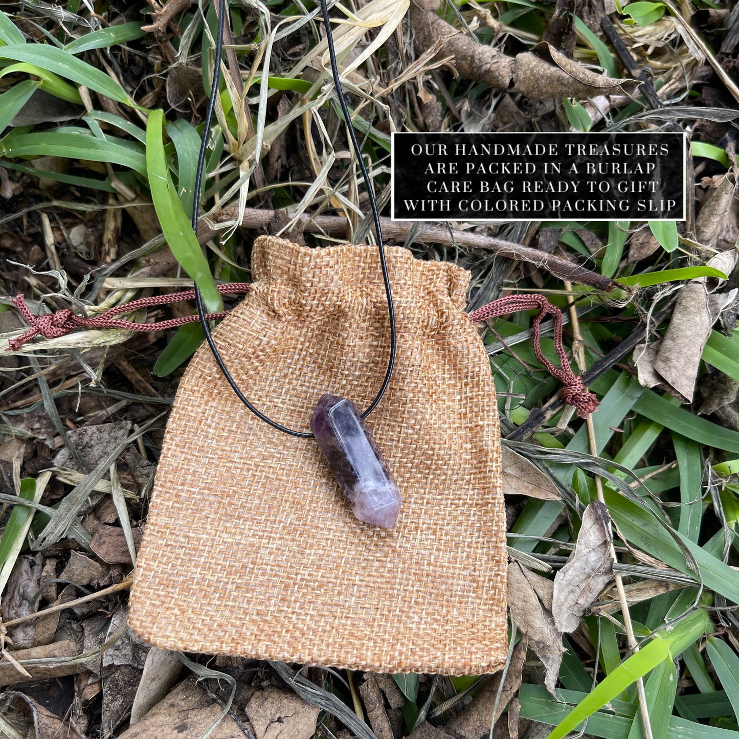 "Finding Eden" Chevron Purple Amethyst Cotton Necklace