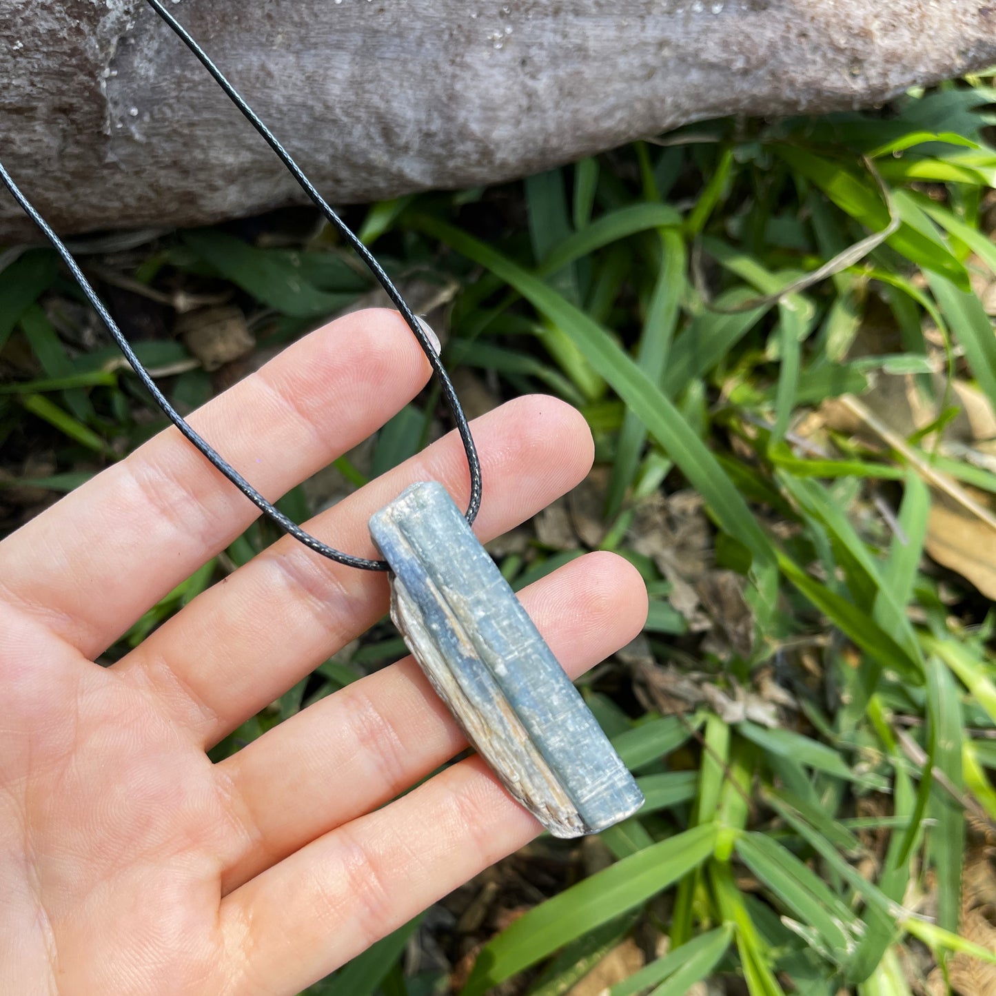 "Rainstorm" Raw Blue Kyanite Cotton Necklace