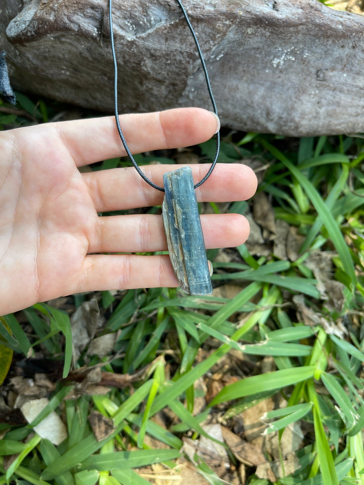 "Rainstorm" Raw Blue Kyanite Cotton Necklace