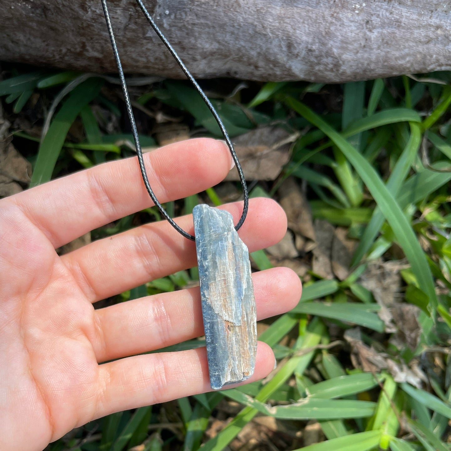 "Rainstorm" Raw Blue Kyanite Cotton Necklace