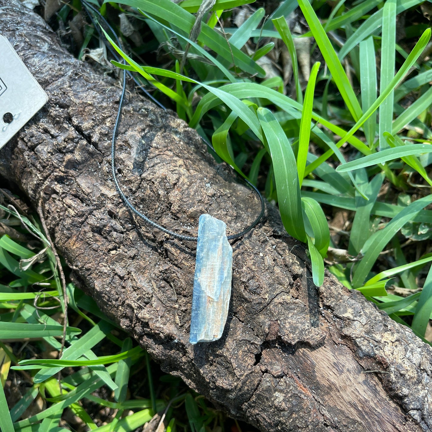 "Rainstorm" Raw Blue Kyanite Cotton Necklace