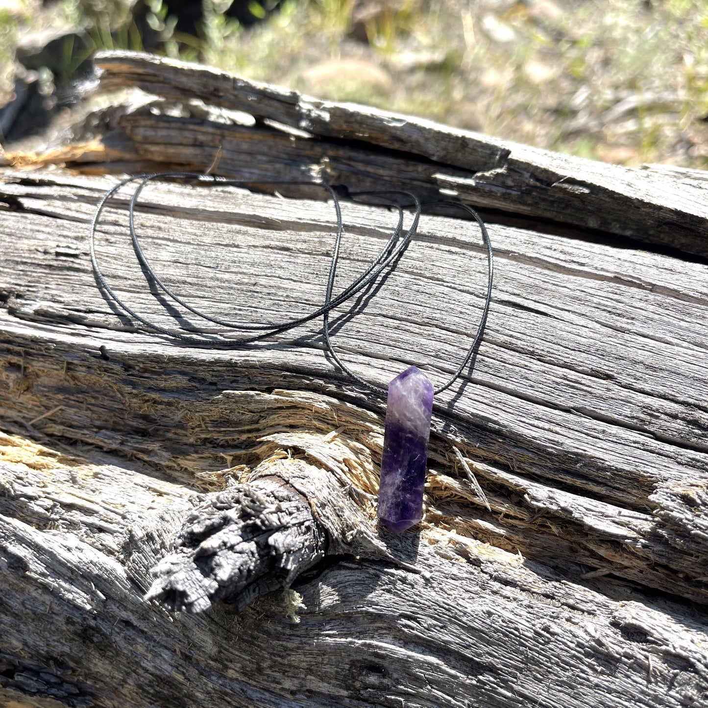 "Finding Eden" Chevron Purple Amethyst Cotton Necklace