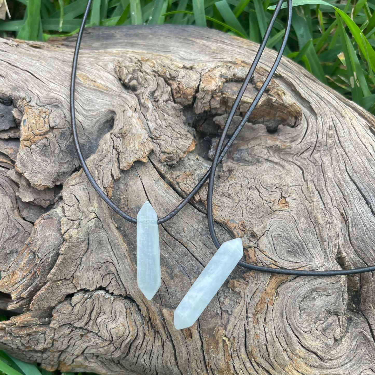 "Equinox" Moonstone Crystal Stone Leather Necklace