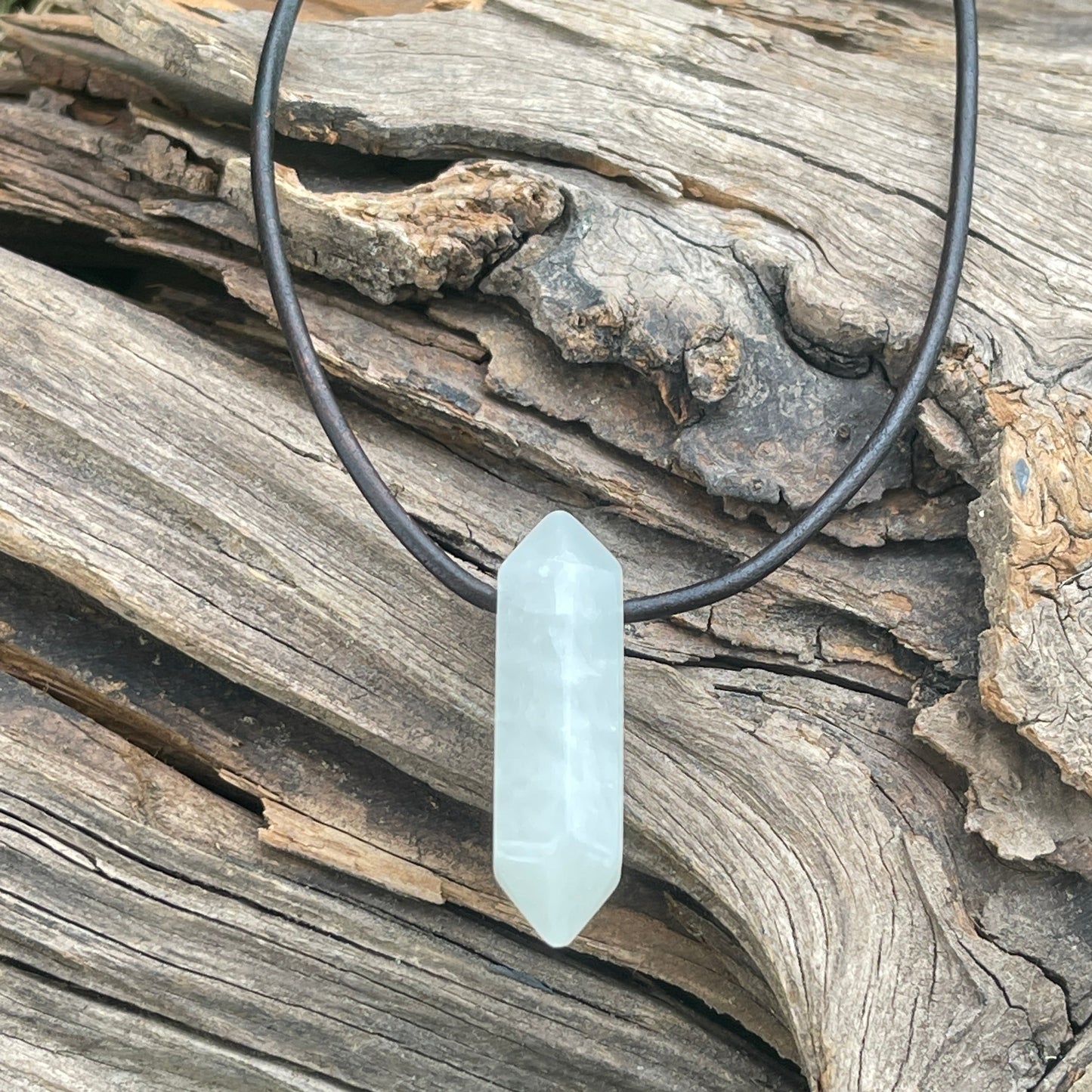 "Equinox" Moonstone Crystal Stone Leather Necklace