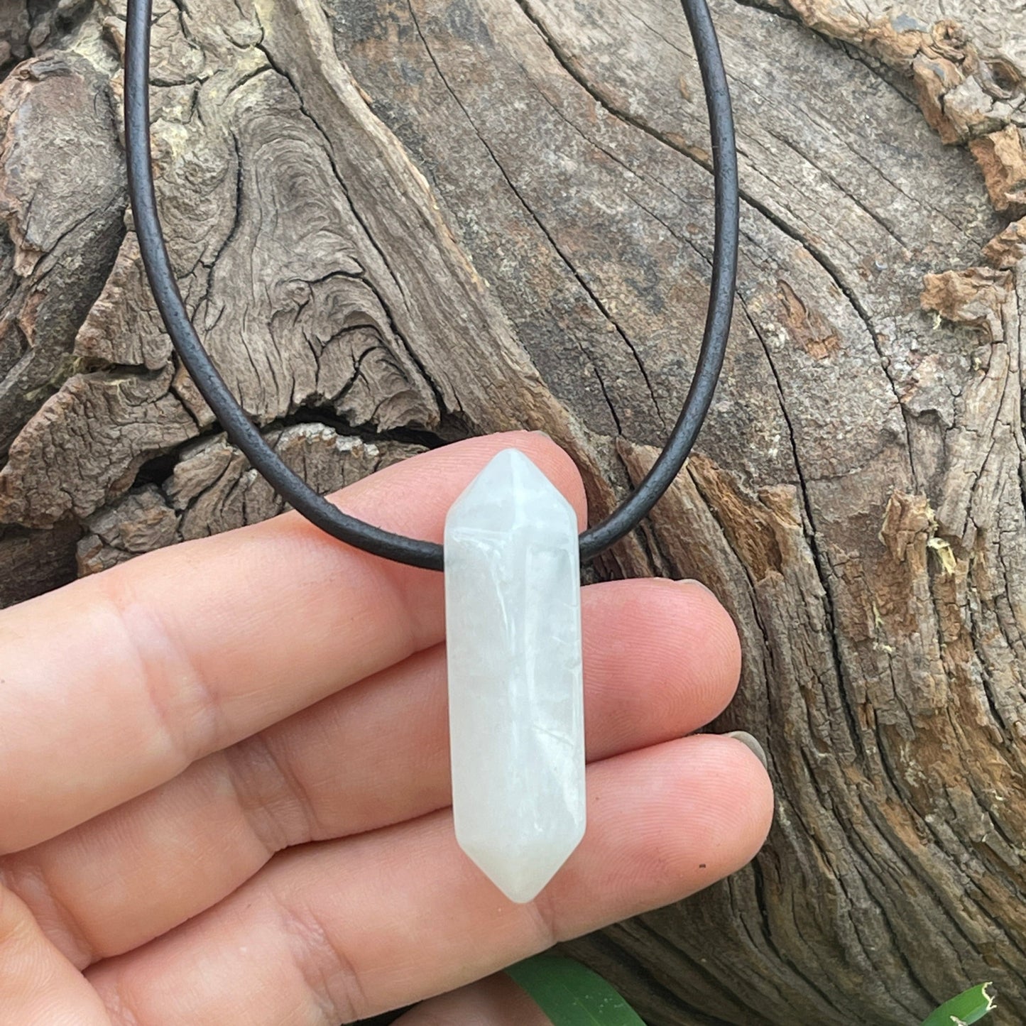 "Equinox" Moonstone Crystal Stone Leather Necklace