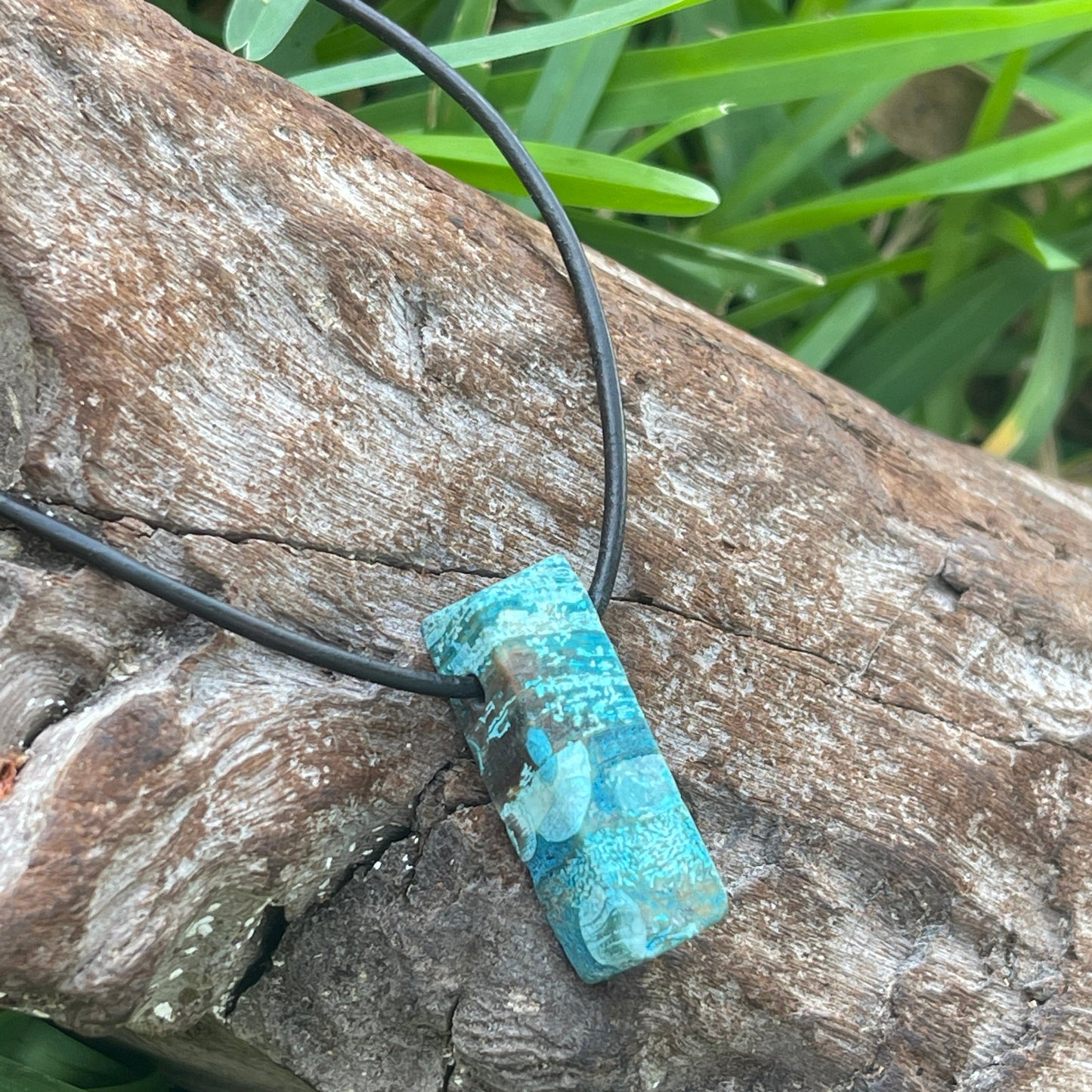 "Low Tide" New Blue Ocean Jasper On Soft Leather