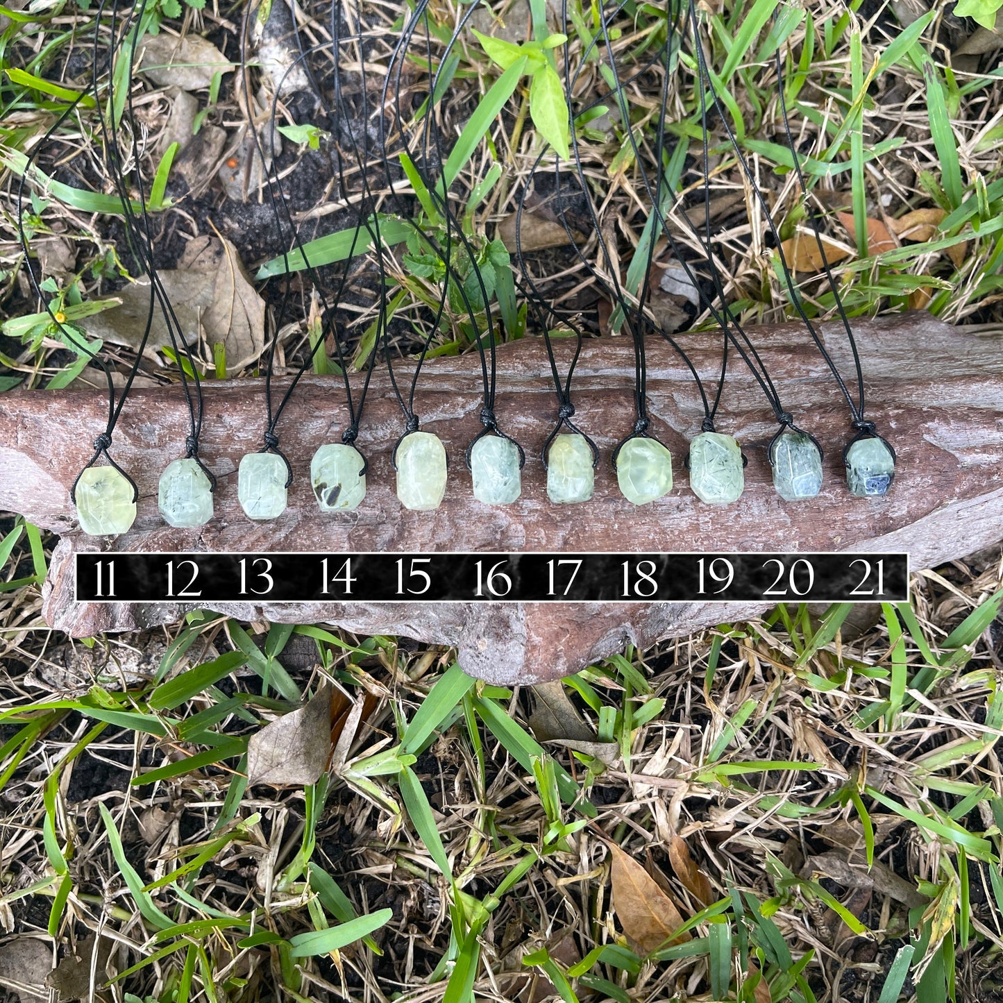 "Revolution" Prehnite With Epidote Chunk Cotton Necklace