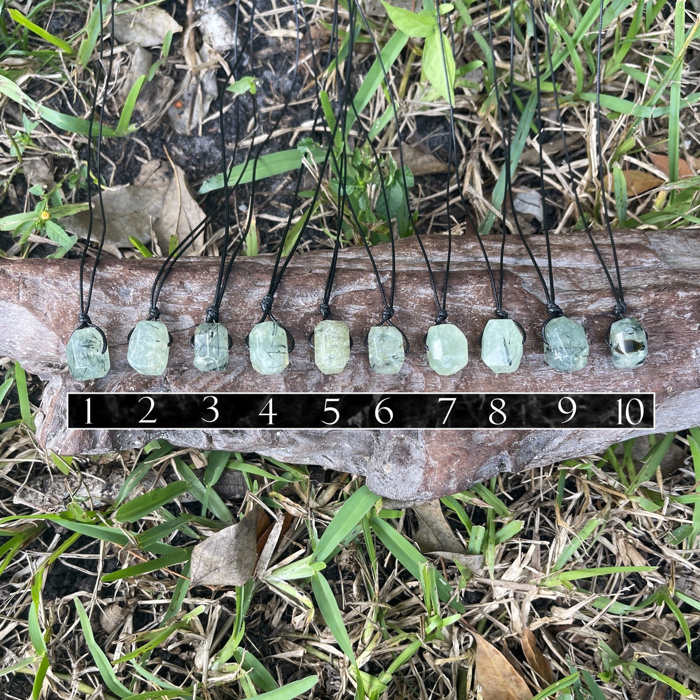 "Revolution" Prehnite With Epidote Chunk Cotton Necklace