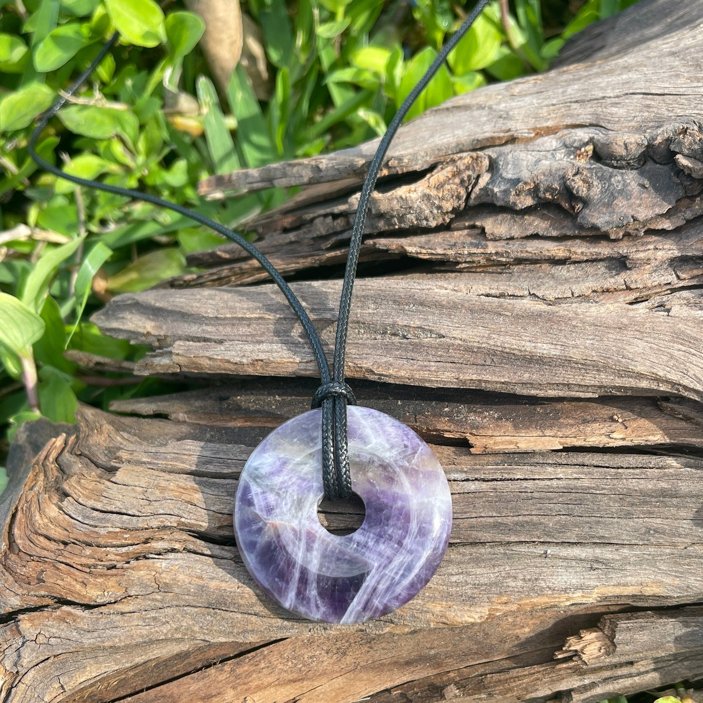 "Life-Force" Chevron Amethyst Donut Necklace