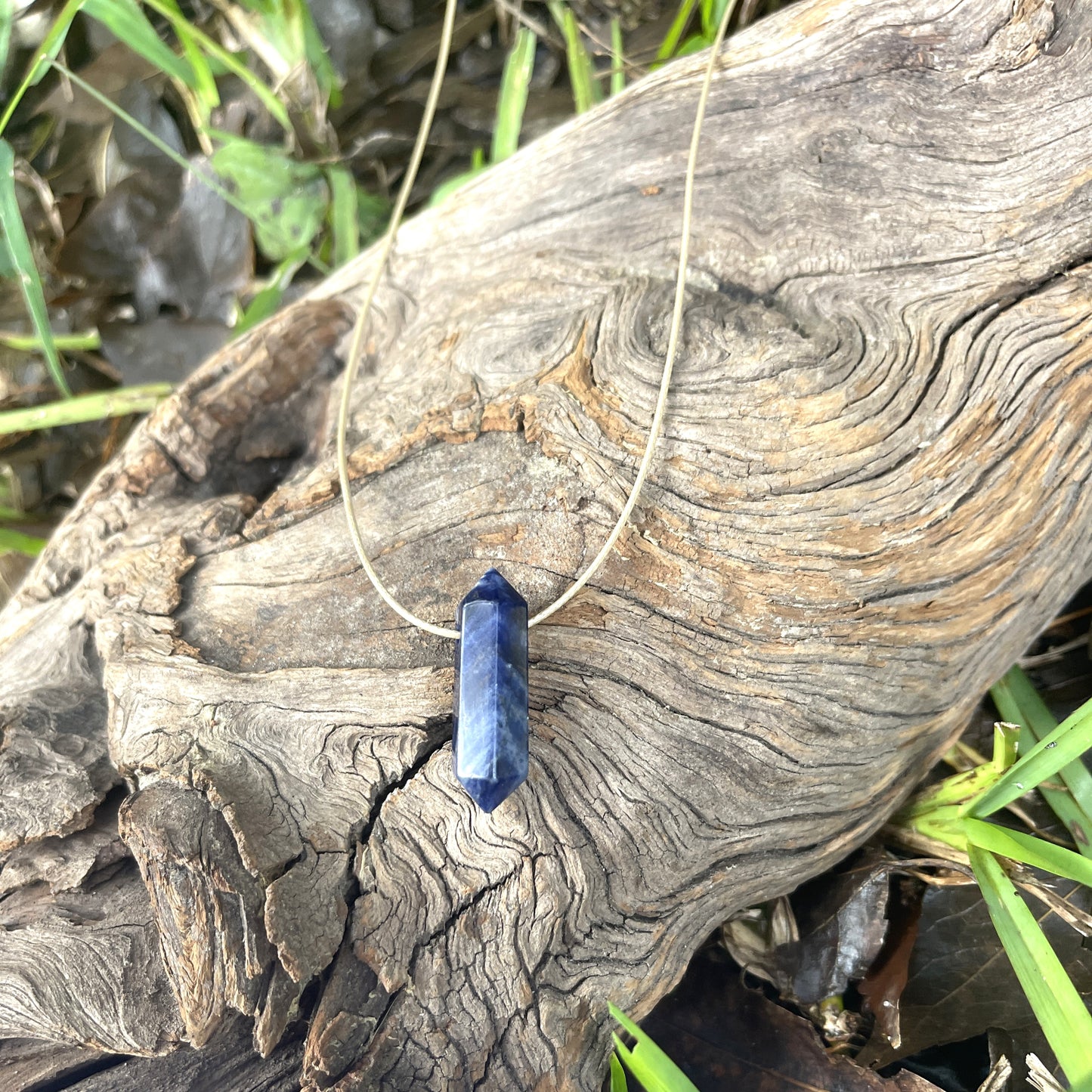 "Anchored" Sodalite Crystal Cotton Necklace