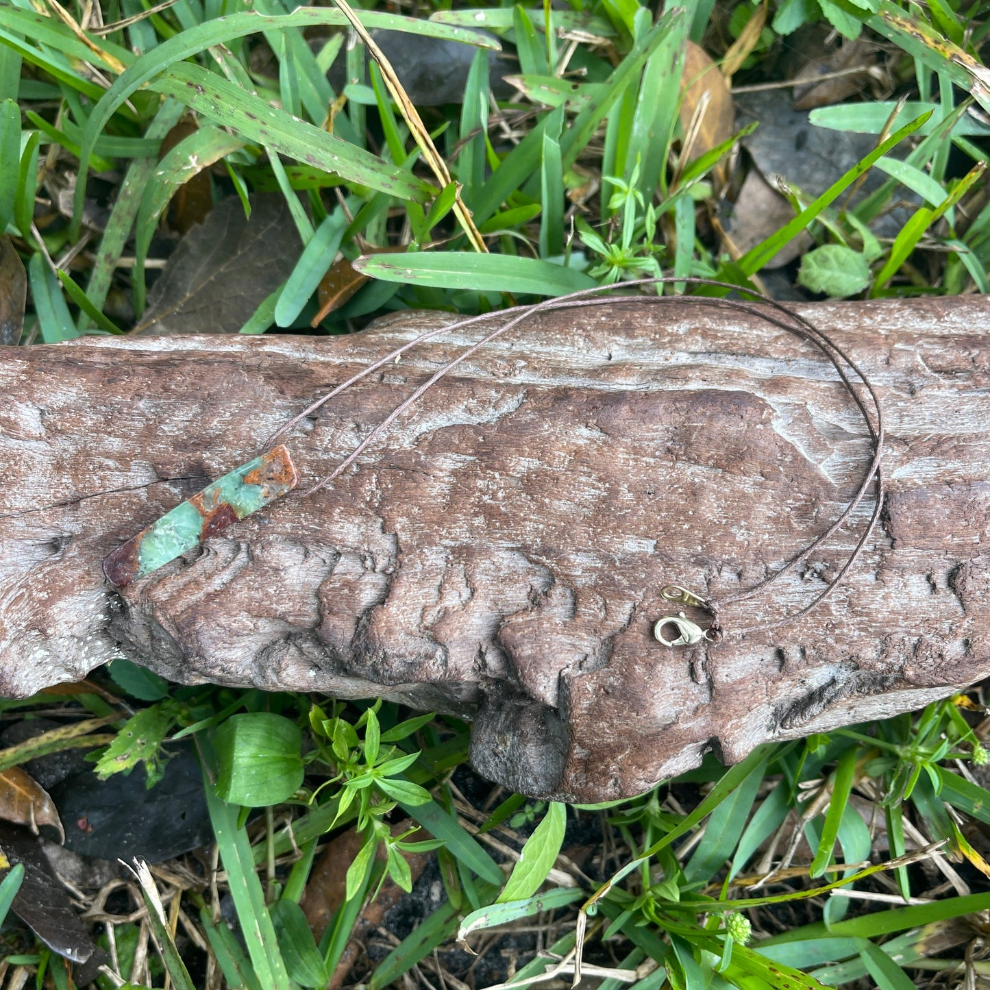 "Paradise" Natural Chocolate Chrysoprase Slab Necklace