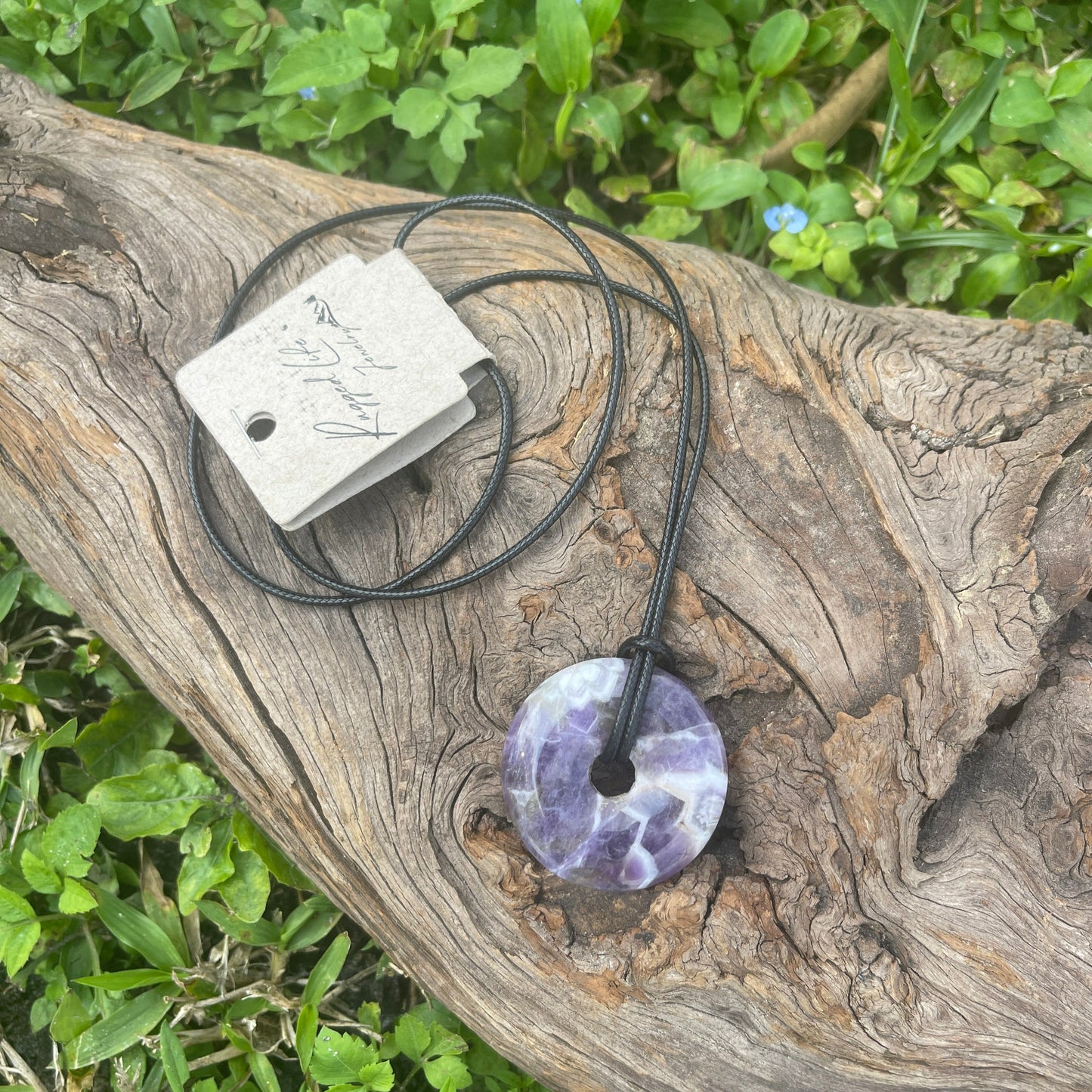 "WanderLove" Purple Chevron Amethyst Bohemian Donut Necklace