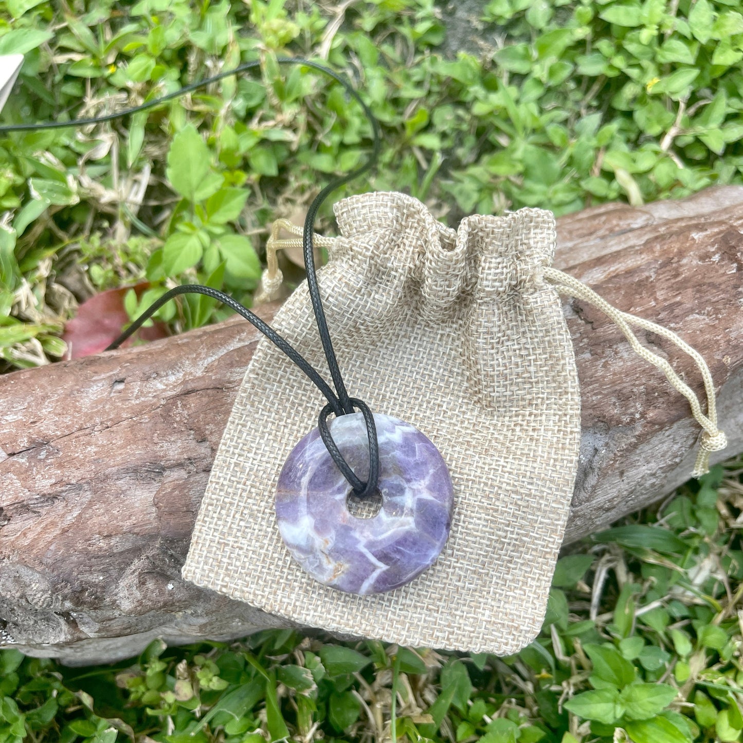 "WanderLove" Purple Chevron Amethyst Bohemian Donut Necklace