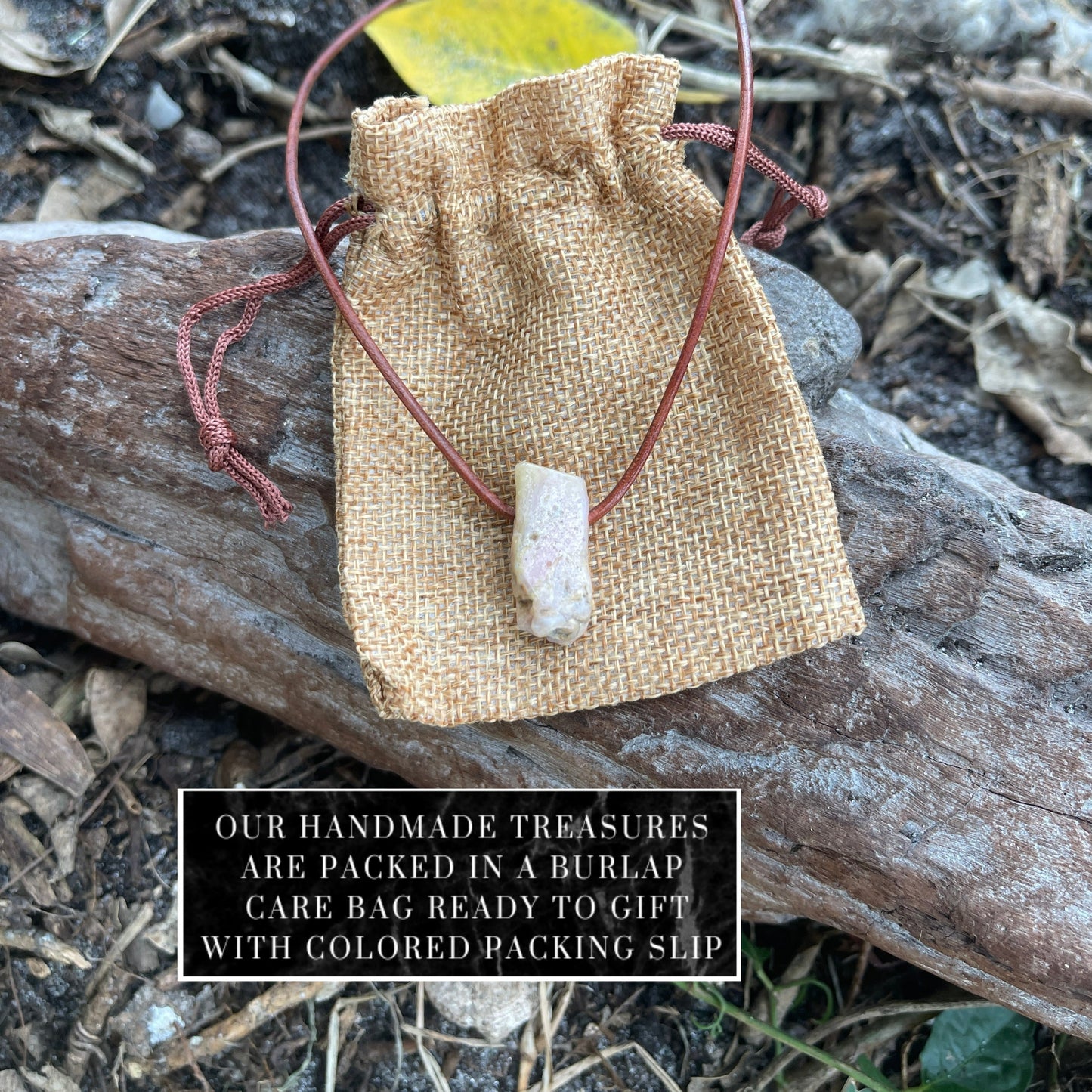 "Adventure" Pink Peruvian Opal Leather Necklace