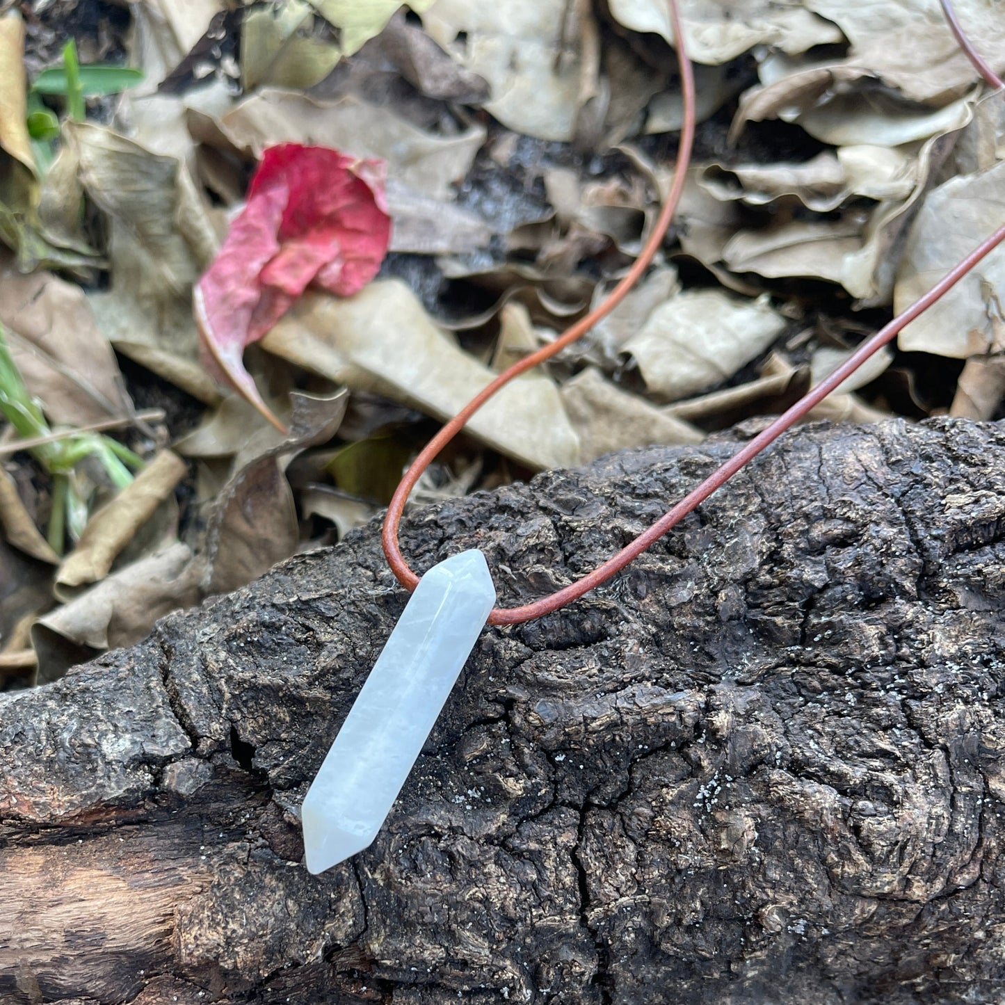 "Equinox" Moonstone Crystal Stone Leather Necklace